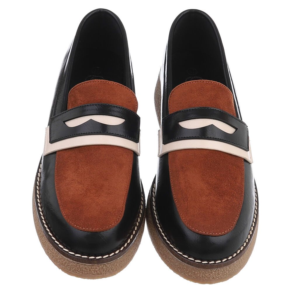 Ital-Design Elegante Damenkomfort-Schuhe mit Riemen für alle Anlässe Slipper (90169318) Blockabsatz Mokassins in Schwarz