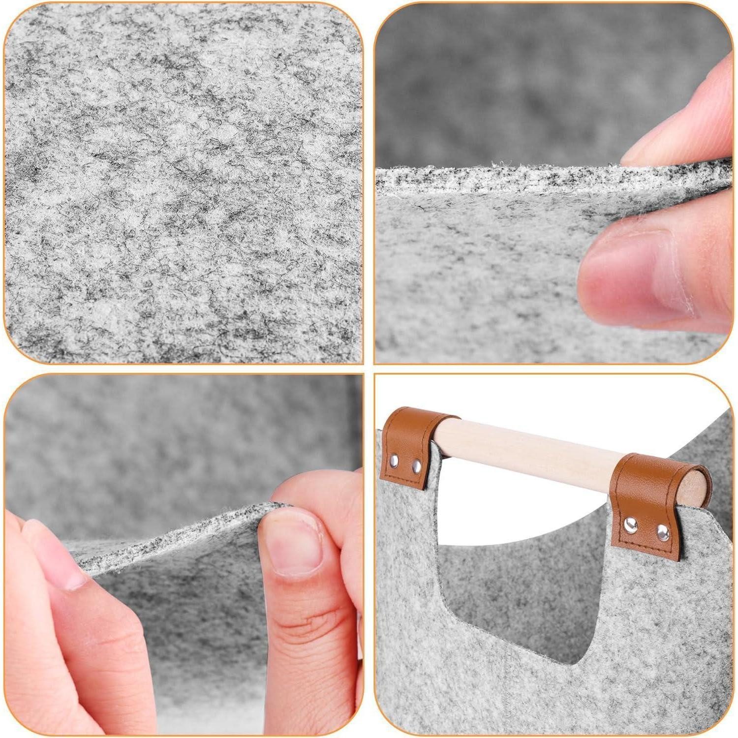 LuxusKollektion Kaminholzkorb Kaminholzkorb XL Faltbar Filzkorb Griff Holz Zeitung Nebliges Grau
