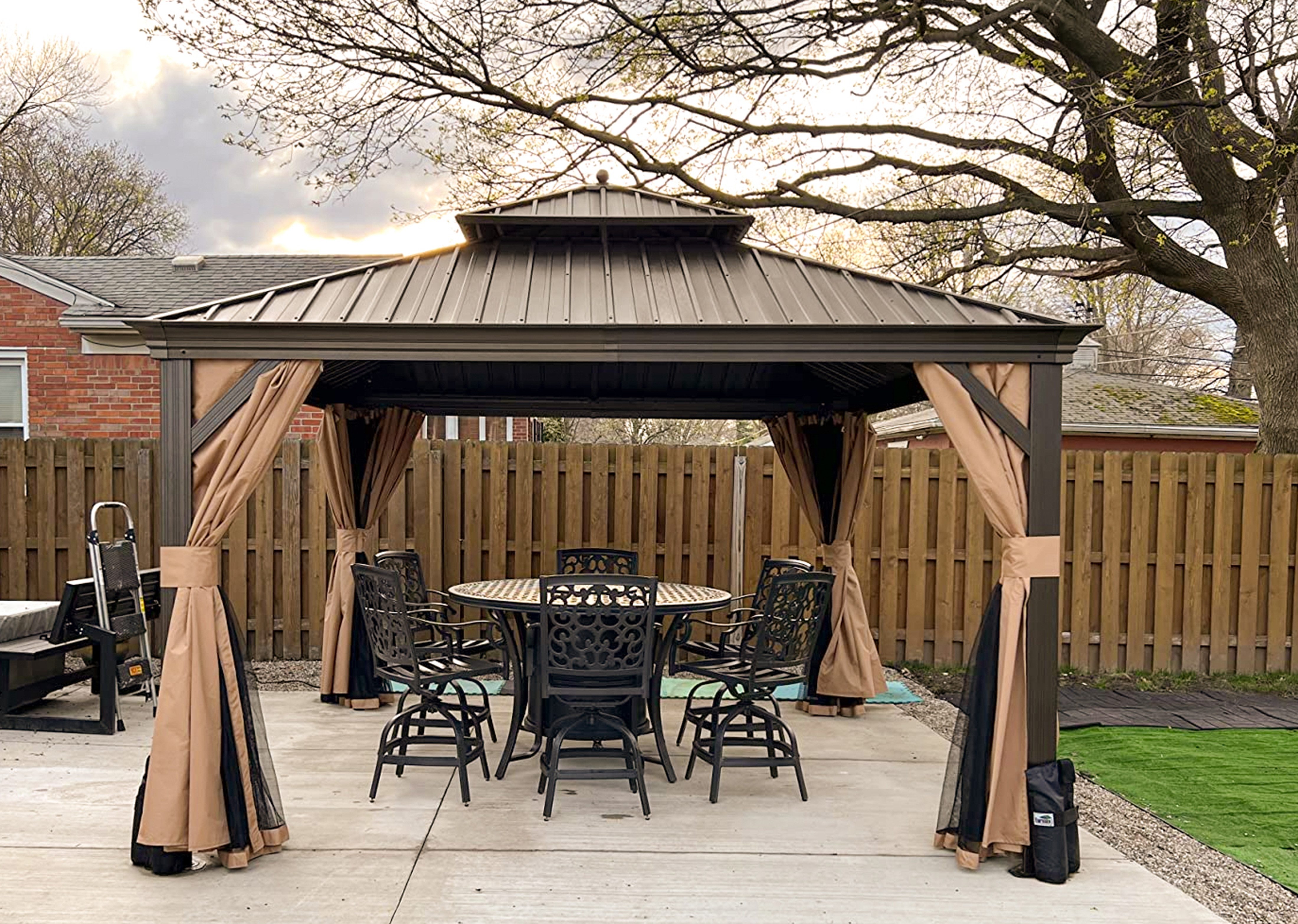 PURPLE LEAF Pavillon Außenbereich Alu Gartenpavillon mit Stahldach Hardtop günstig online kaufen