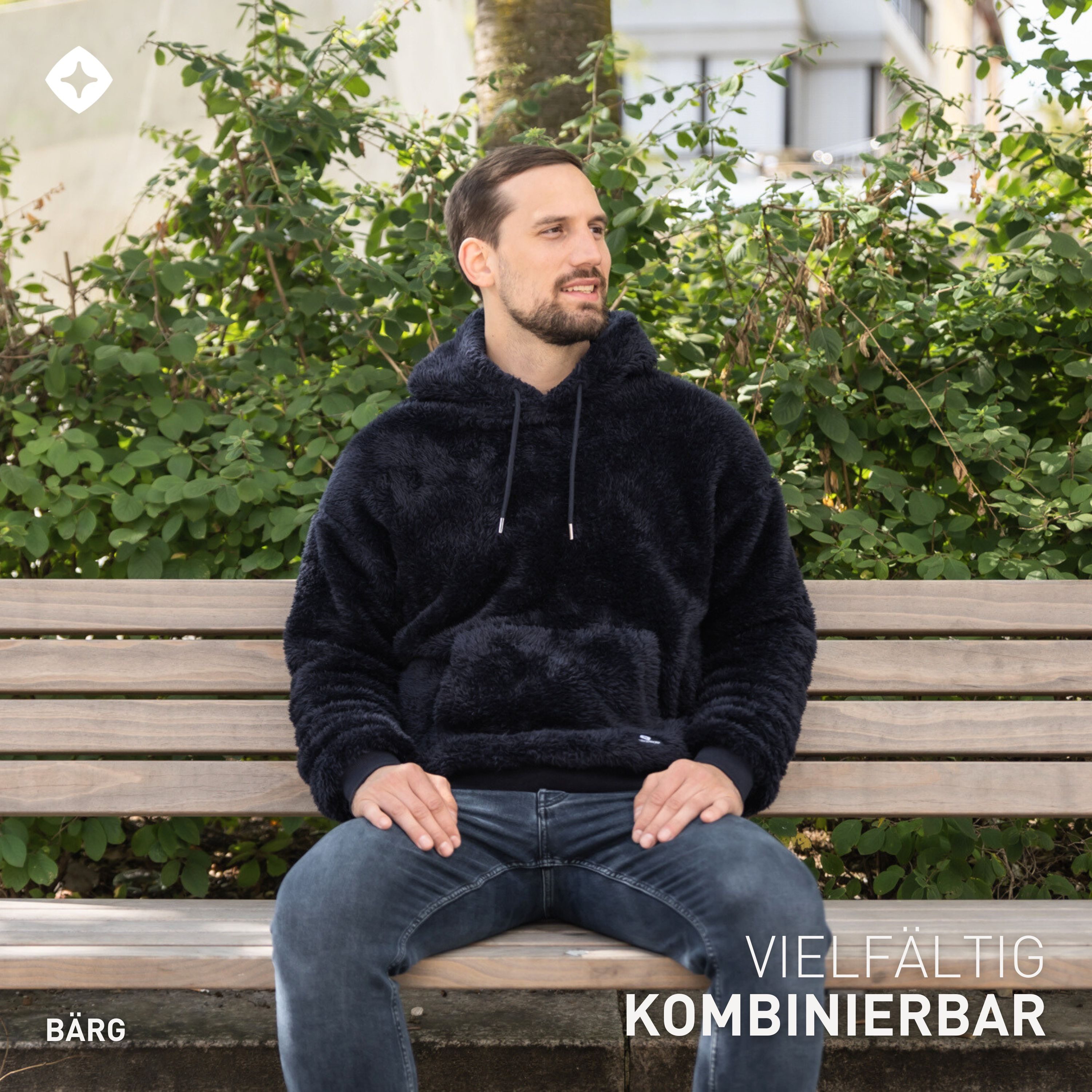 Höhenhorn Hoodie Bärg Teddyfleece Herren Kapuzen Pullover für Männer Hoody Sweatshirt – Bild 4 von 5
