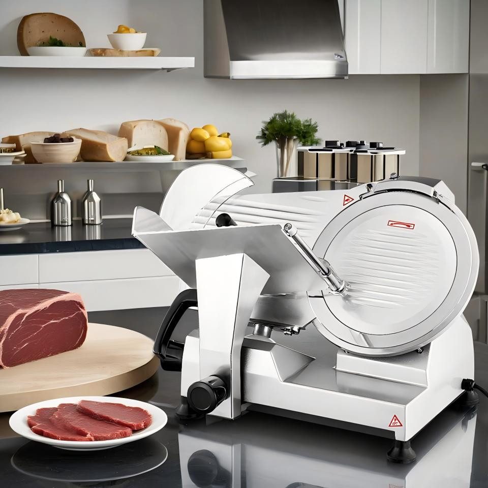 FOHERE Allesschneider für den Präzisionseinsatz in der Küche, Wurstschneider, 0–12 mm, 240 W, rutschfeste Schneidestangendesign mit rutschfesten Fußpolstern