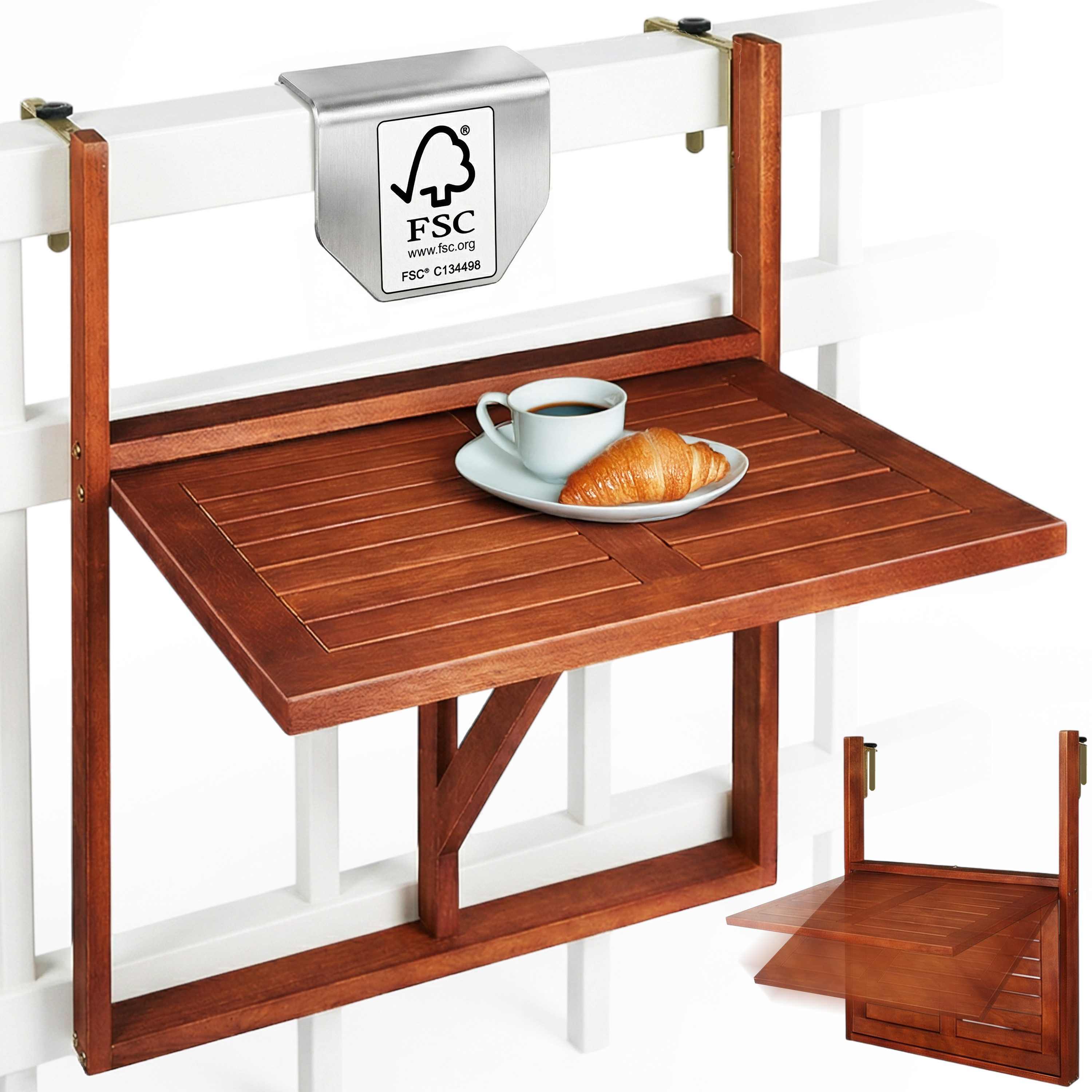 Casaria Balkonhängetisch Akazie (1-St), klappbar Holz FSC®-zertifiziert 40k günstig online kaufen