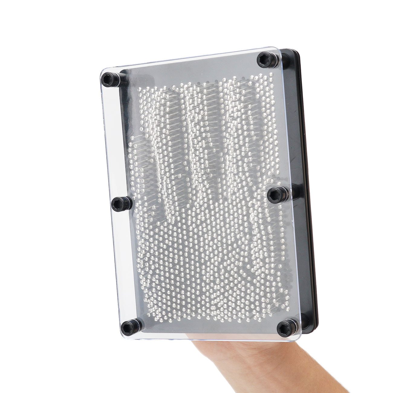Casativo Dekoobjekt 3D Nagelbild Handabdruck 18x13cm Pin Art Metall-Spielzeug Silber (1 St), 3D-Pin-Skulptur/Acrylglas-Abdeckung/2160 Metallstifte
