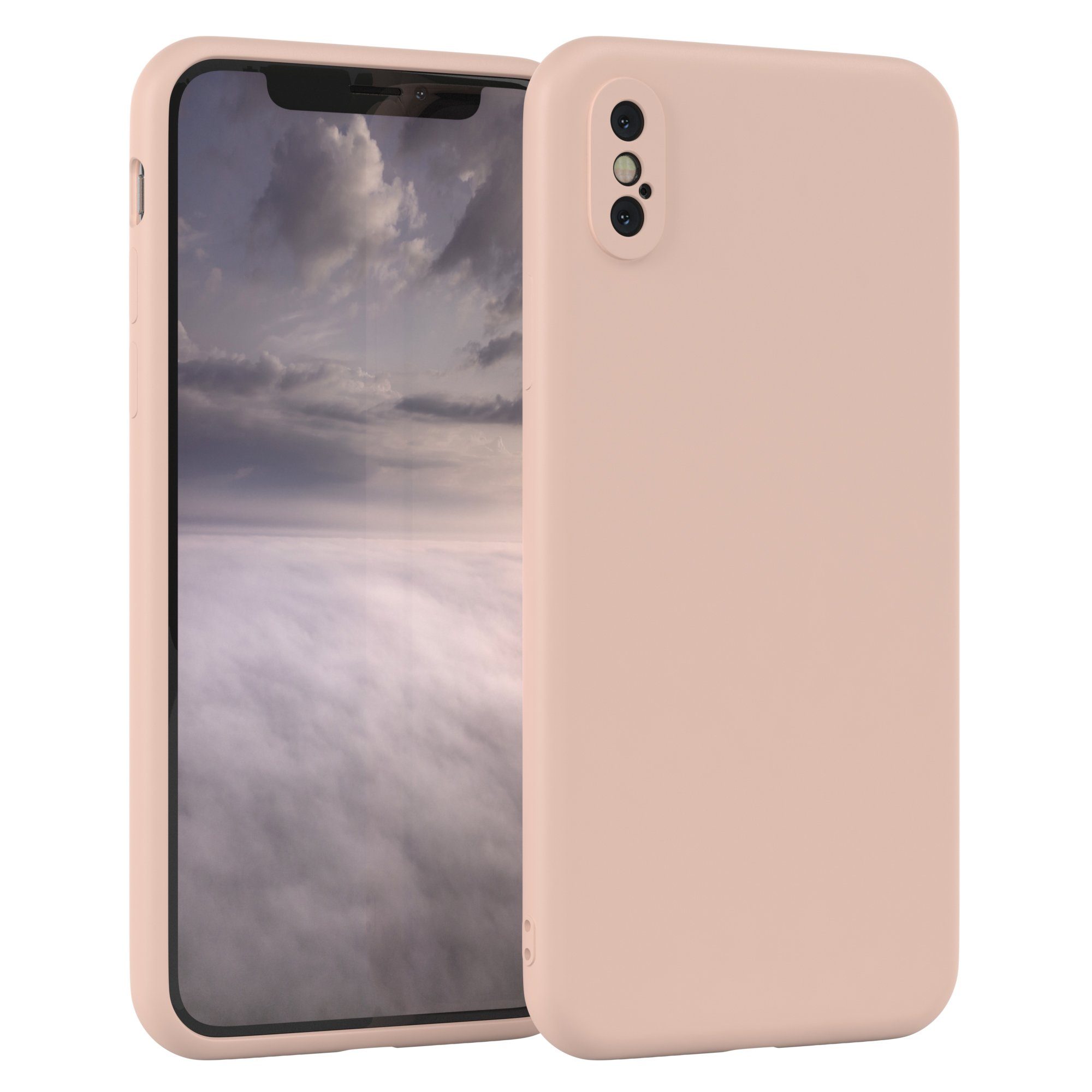 EAZY CASE Handyhülle für Apple iPhone X / XS Hülle Silikon 5,8 Zoll, Silikon Schutzhülle mit Kameraschutz kratzfest bumper Rosa Altrosa