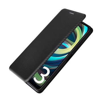 Wigento Smartphone-Hülle Für Xiaomi Redmi A3 Kunstleder Book Wallet Schutz Tasche Carbon Textur