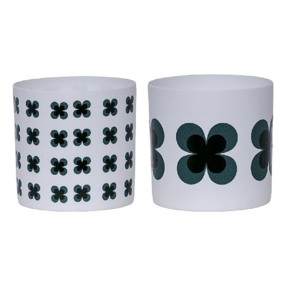 Bloomingville Kerzenhalter Teelichthalter Blumen Schwarz-Grün (2-teilig) | Kerzenständer