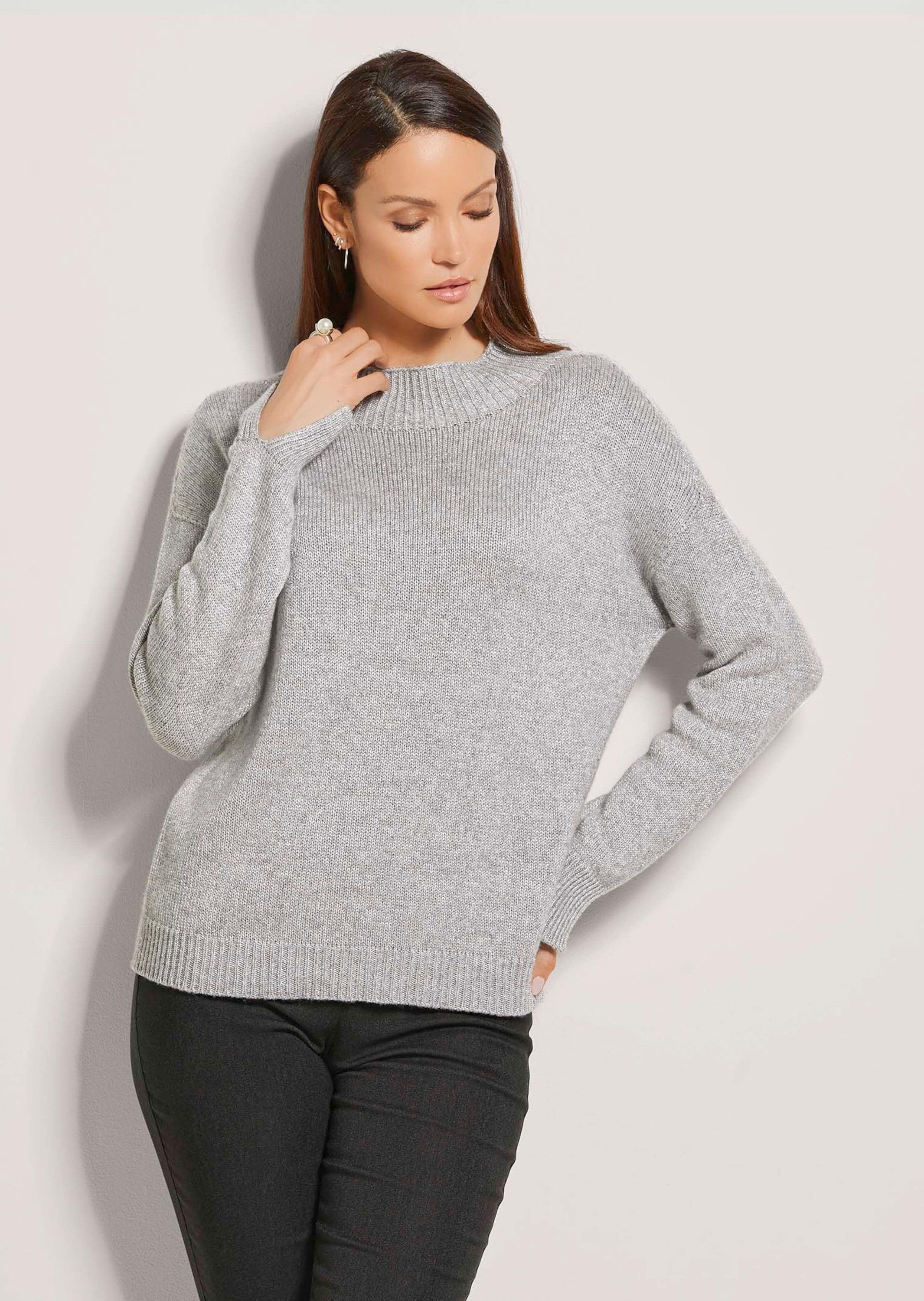 Strickpullover Kurzer Stehkragen-Pullover