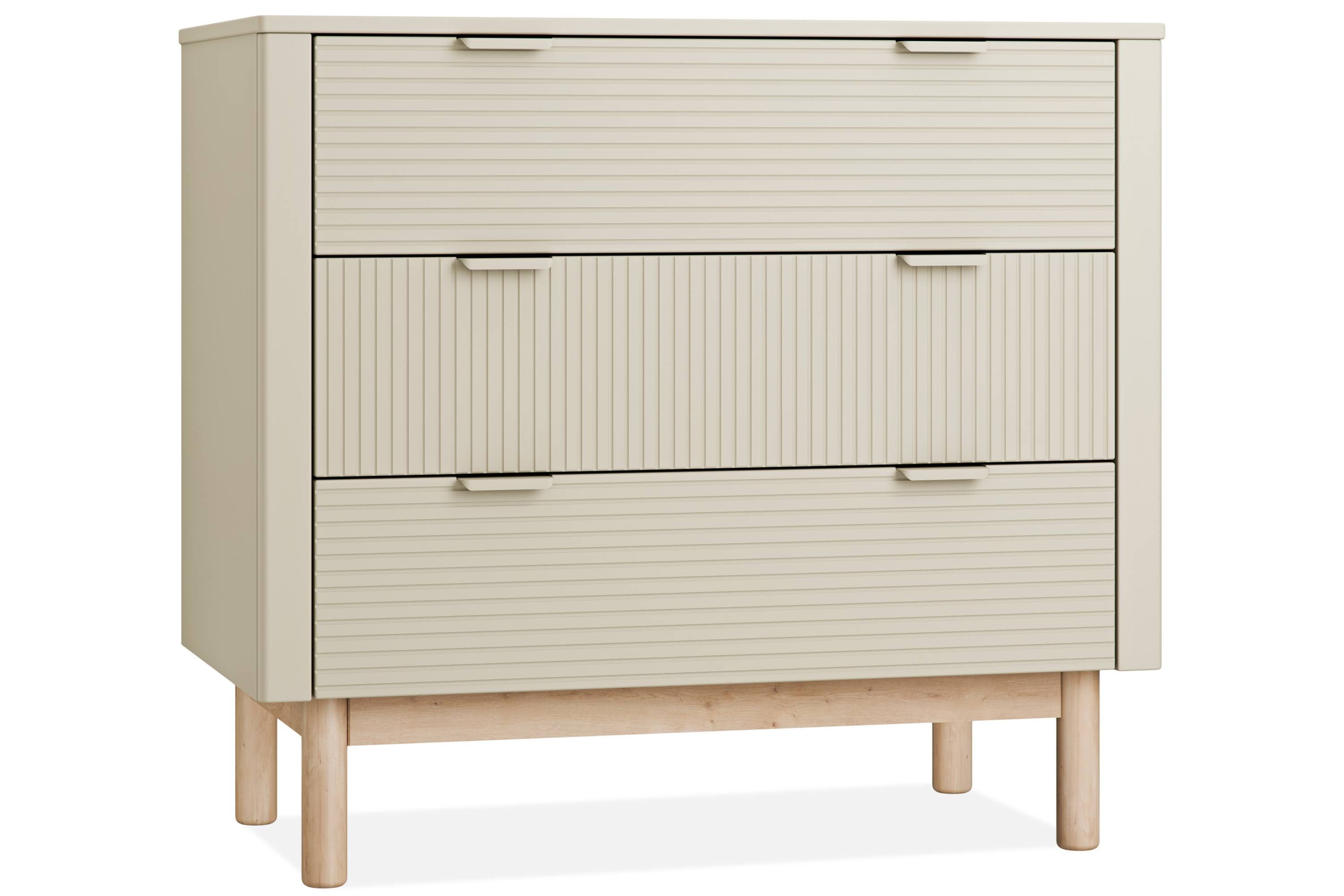 KONSIMO® Kommode LOTTI Kinderkommode, hergestellt in der EU, Breite 100 cm, geriffelte Front, mit 3 Schubladen