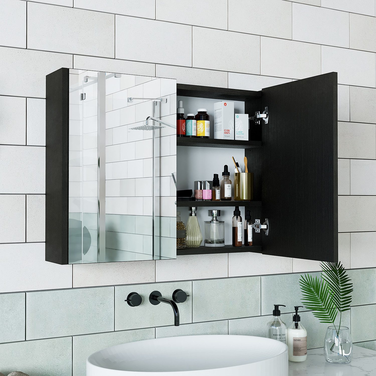 Roomart Badezimmerspiegelschrank Badezimmer Spiegelschrank, 2 Türen, Soft-Close, 2 Größen, wählbar (Badezimmer Spiegelschrank 80 cm und 60 cm breit Badmöbel Bad – Bild 5 von 5