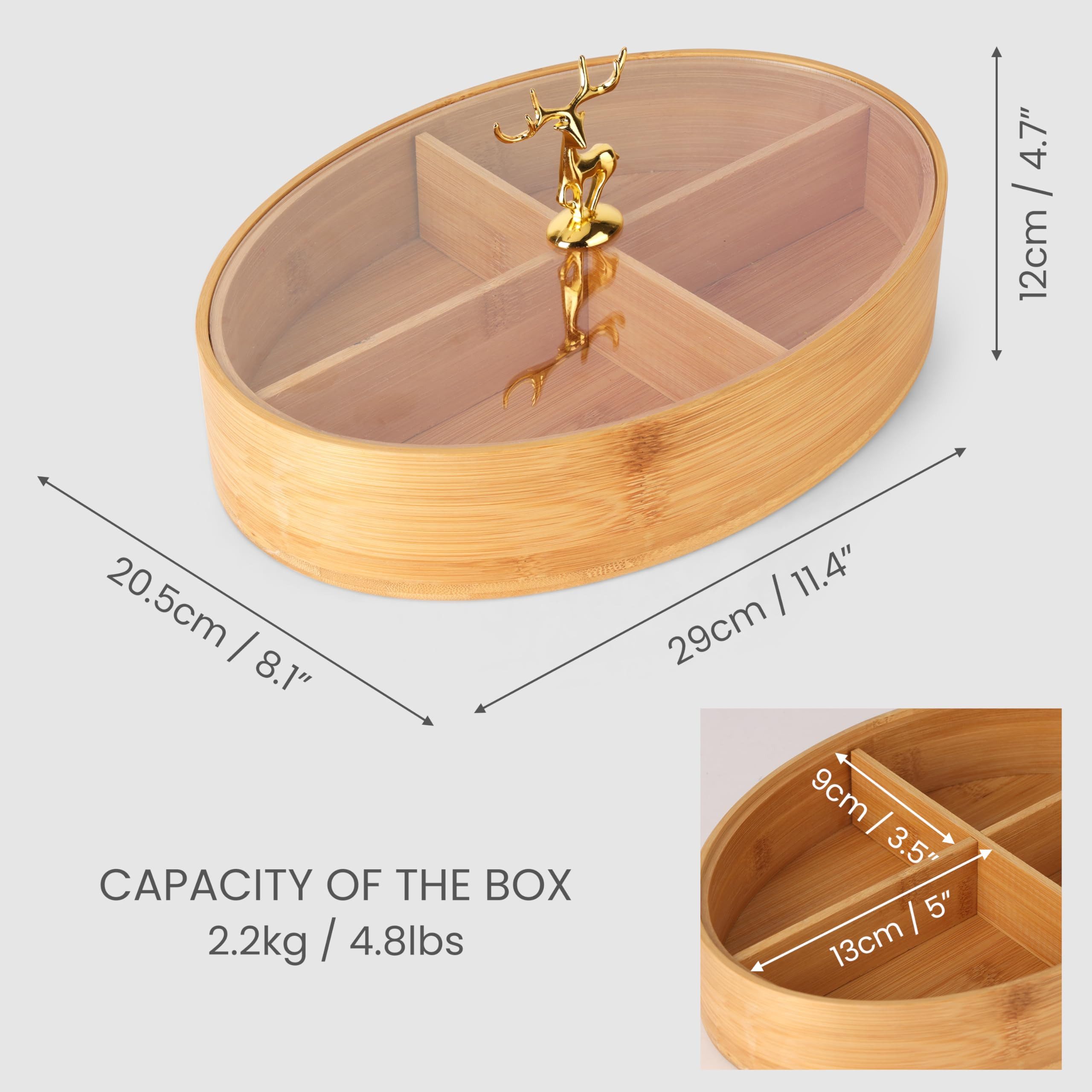Belle Vous Organizer Belle Vous Runde Aufbewahrungsbox Holz mit 4 Fächern & günstig online kaufen