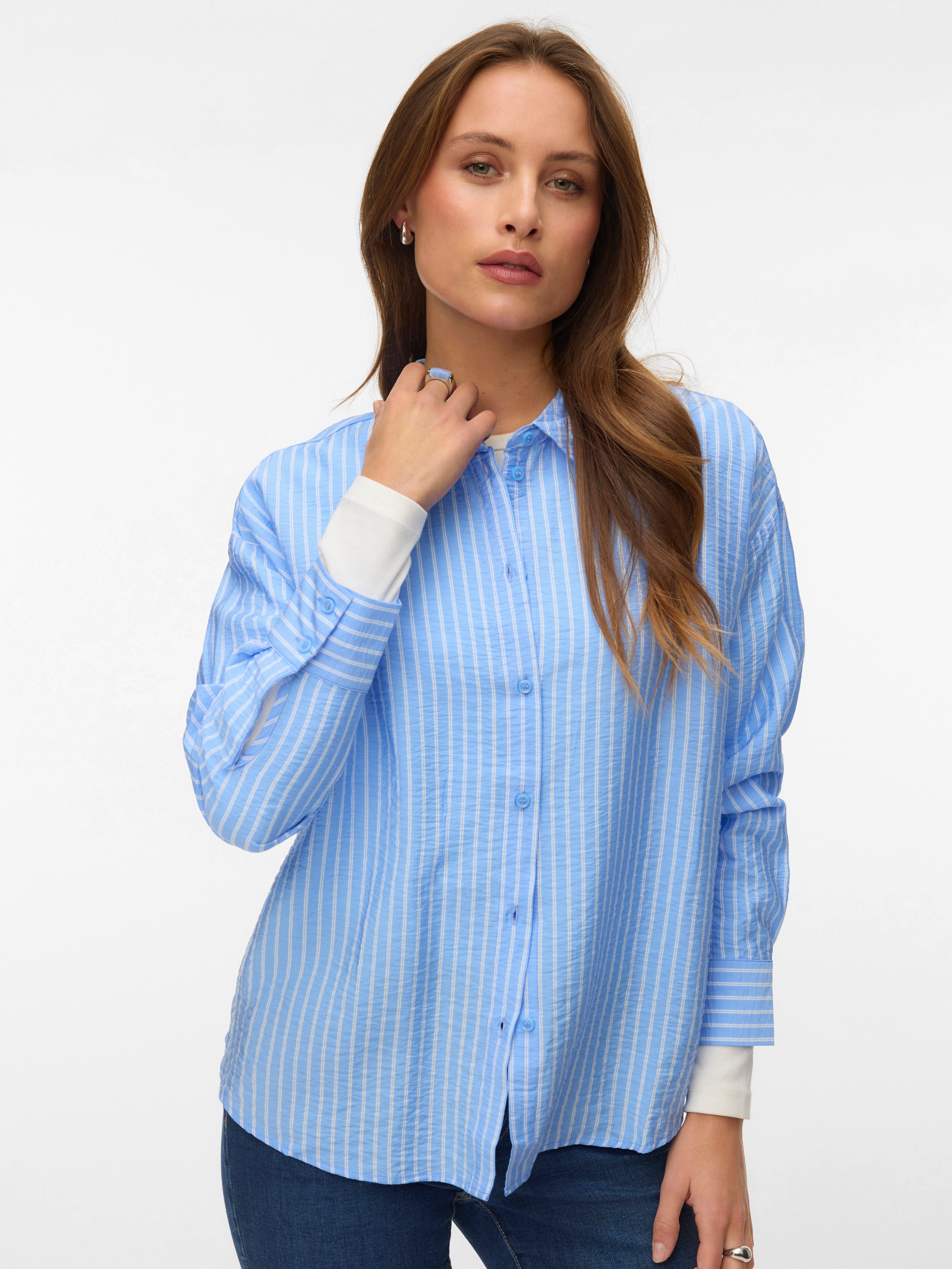 Vero Moda Hemdbluse VMKAJA LS SHIRT WVN mit Streifen
