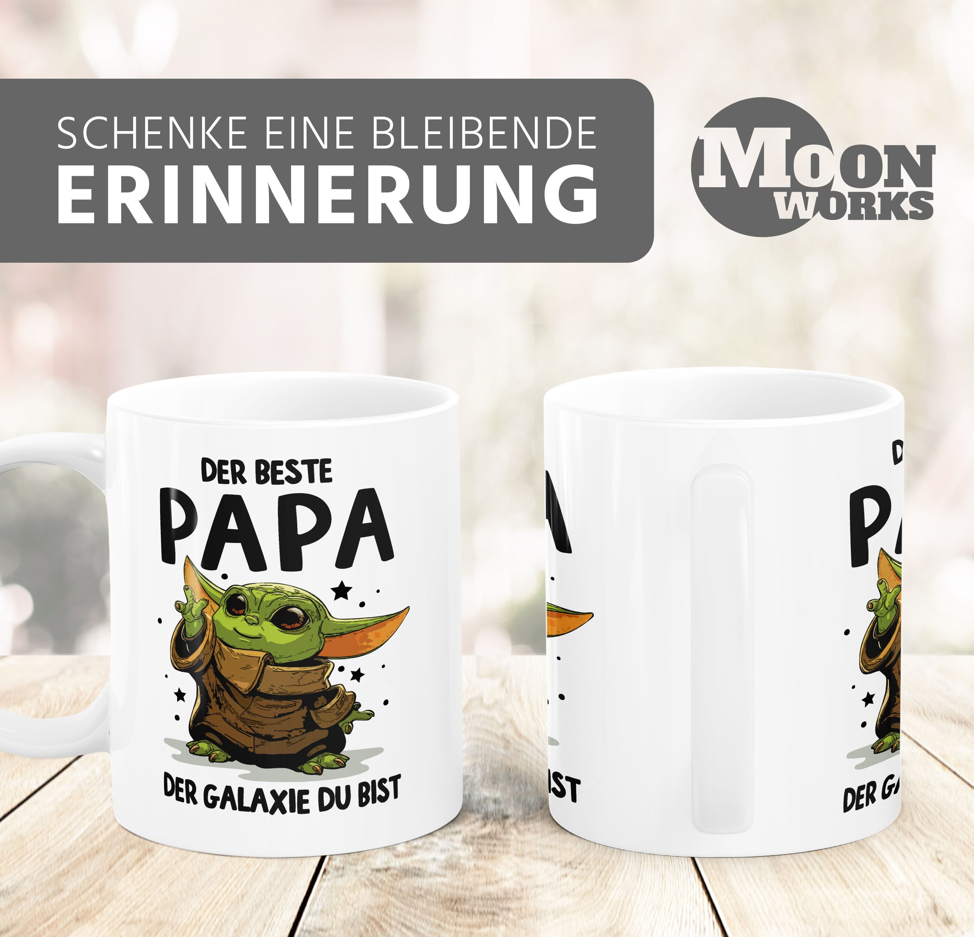 MoonWorks Tasse Kaffee-Tasse Papa Sprüche Geschenk Vatertag Lustig Motiv Baby-Yoda, Keramik