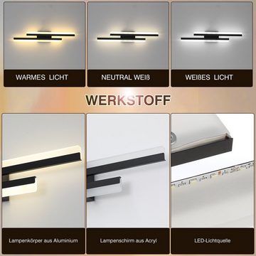 WILGOON Wandleuchte LED Wandlampe, 16W 18W Dimmbare LED Wandleuchte Modern Innen 3 Farben, LED fest integriert, Warmweiß, Kaltweiß, Tageslichtweiß, 3000-6000K Innen, für Schlafzimmer, Arbeitszimmer, Flur