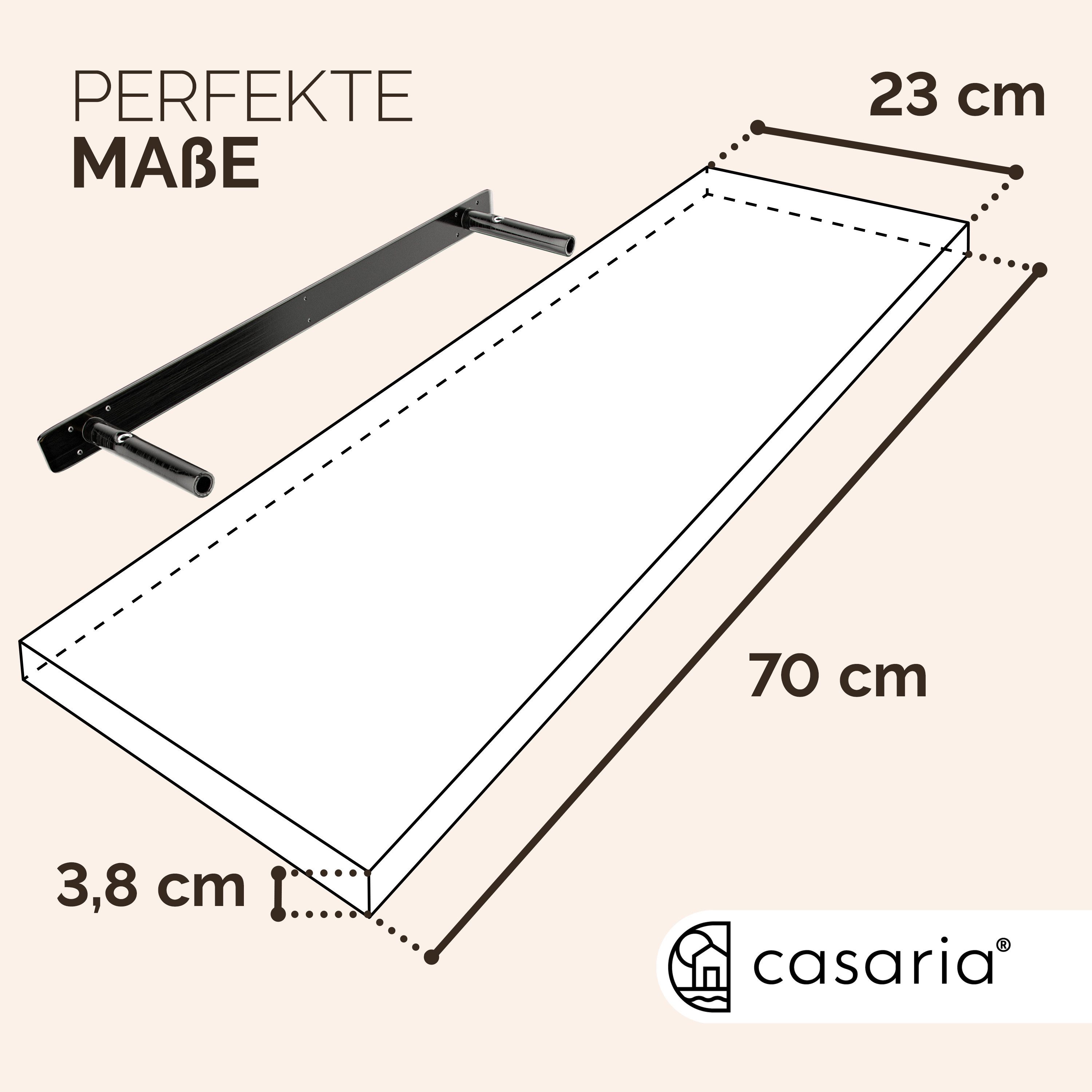 Casaria Wandboard, Weiß Hängeregal mit Halterung 15kg Tragkraft Küche Matt 70cm