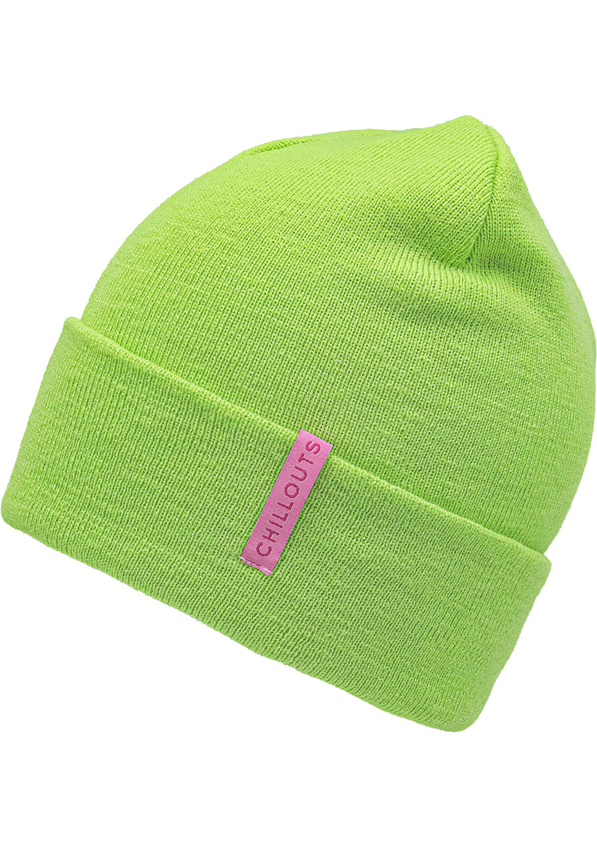 chillouts Strickmütze Monty Hat Mit breitem Umschlag lime