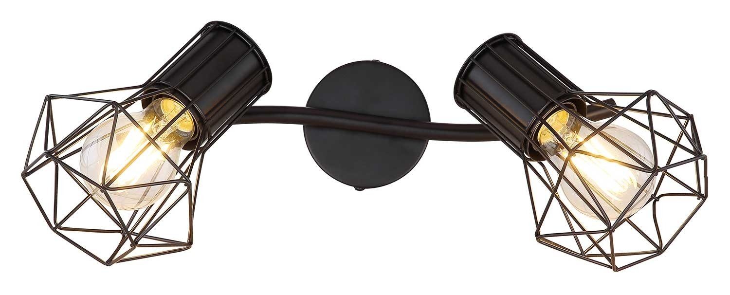 Schwarz, cm, Metall, Globo PRISKA, 2-flammig, 34 Deckenstrahler Leuchtmittel, Breite ohne Deckenlampe