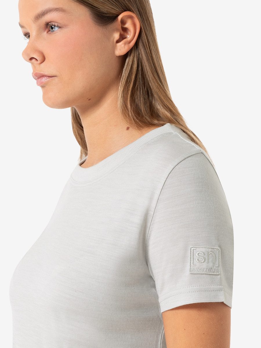 SUPER.NATURAL T-Shirt für Damen, nachhaltig, Merino CASUAL RIB BIO J TEE casual, gerippter Kragen
