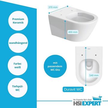 Duravit Tiefspül-WC Duravit Wand WC spülrandlos WC Sitz Schallschutz, Wand Montage, Abgang waagerecht, LotusClean-Beschichtung