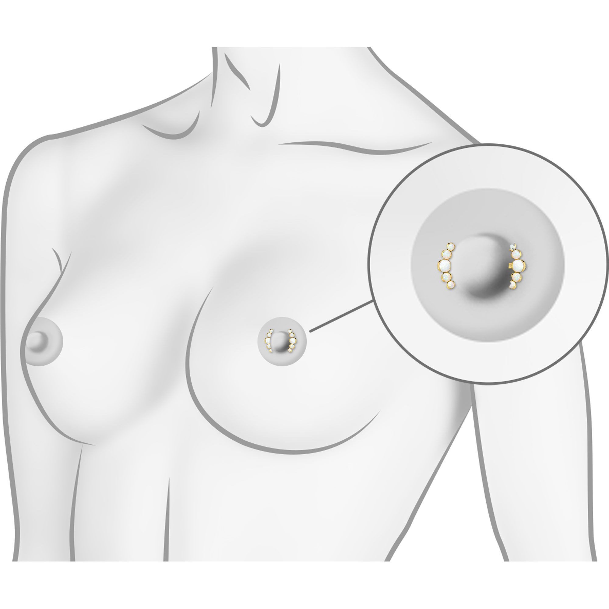 PIERCINGLINE Brustwarzenpiercing Titan Barbell mit Push Fit 5 SYNTHETISCHE OPALE (Barbells, 1-tlg)