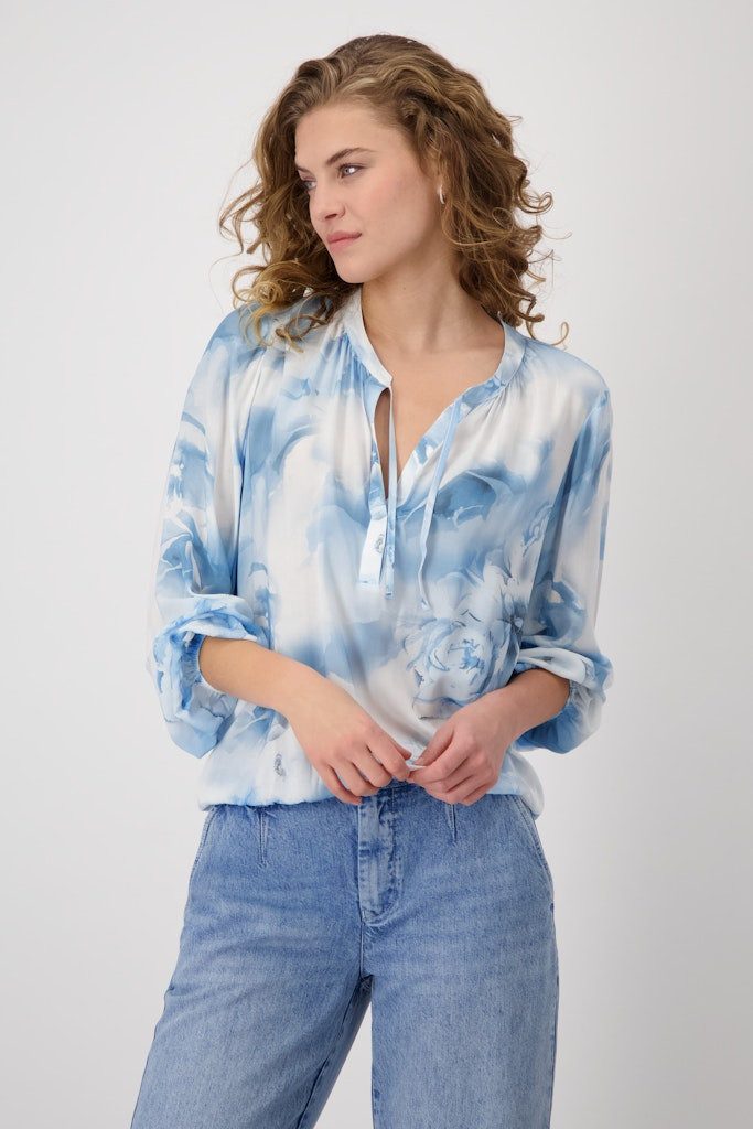 Monari Klassische Bluse Batikmuster Batikmuster in fließender Viskose