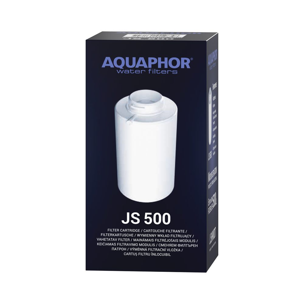 AQUAPHOR Kalk- und Wasserfilter JS 500, Zubehör für Smart-Wasserfilter Aquaphor JS500 /Mikrofiltration 0,1µ., Reduziert Kalk, Chlor, Schwermetalle, Medikamente. 500 L. Kap.