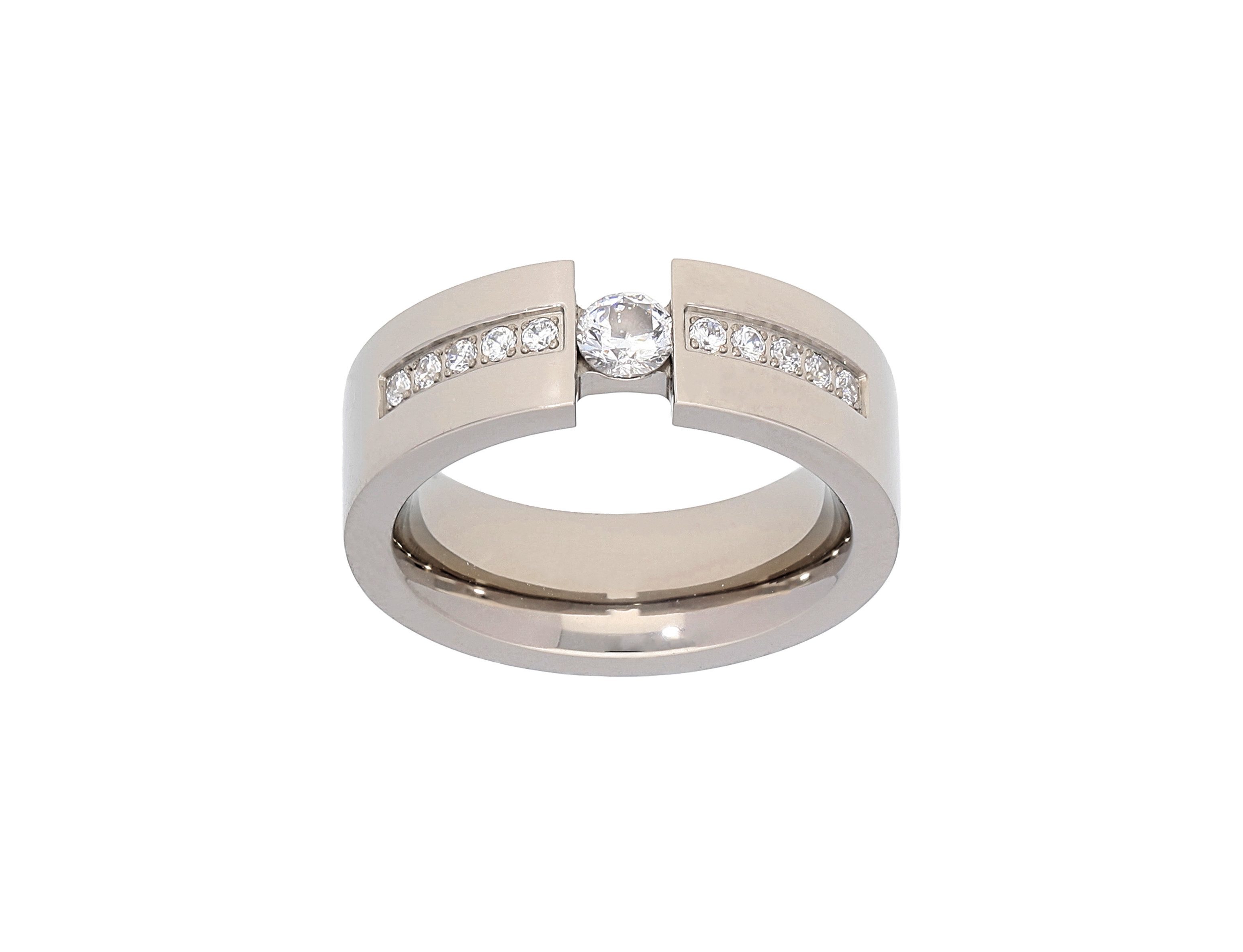 TITANIA Fingerring Titanring, mit Zirkonia