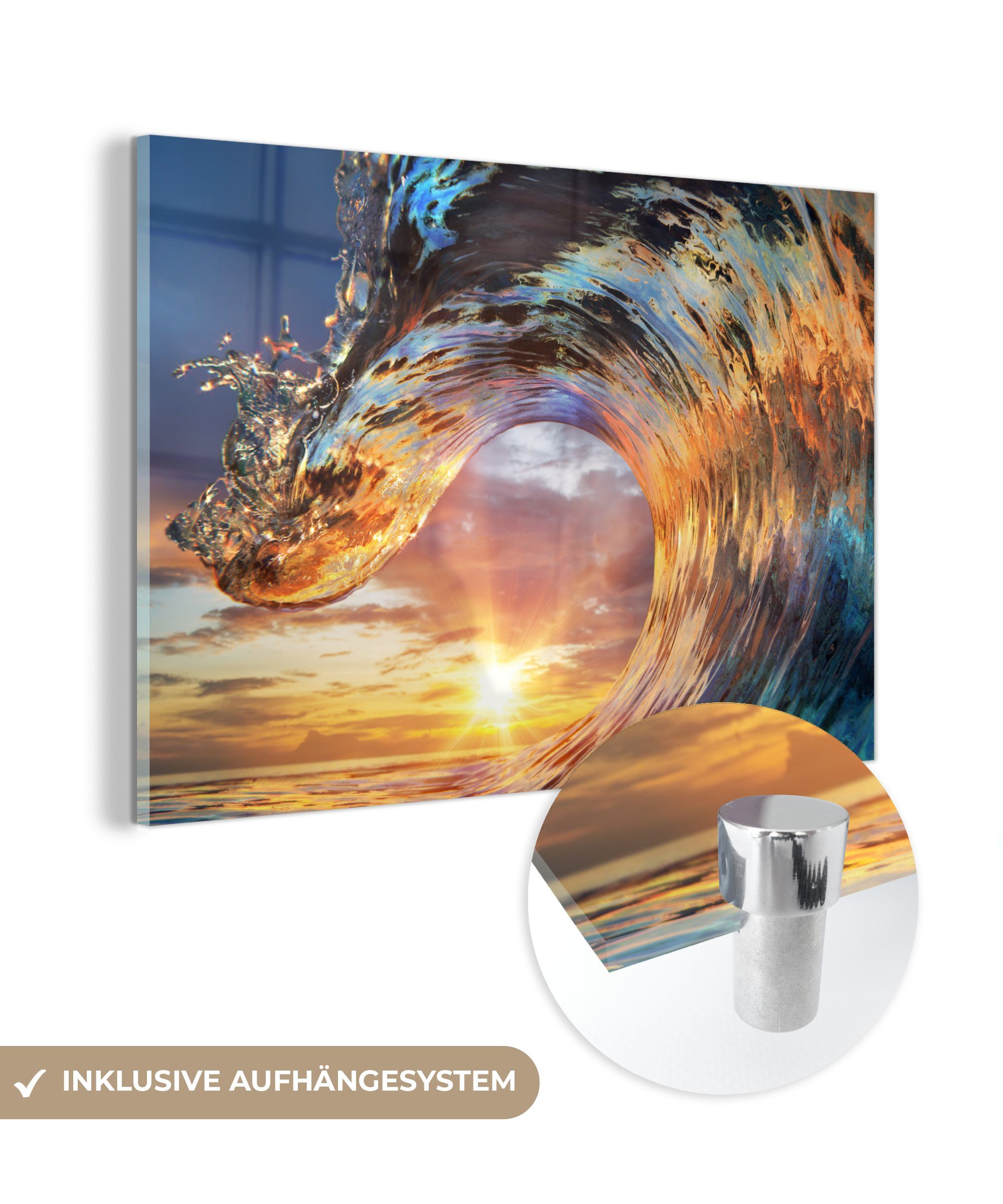 MuchoWow Acrylglasbild Meer - Golf - Farben, (1 St), Glasbilder - Bilder auf Glas Wandbild - Foto auf Glas - Wanddekoration