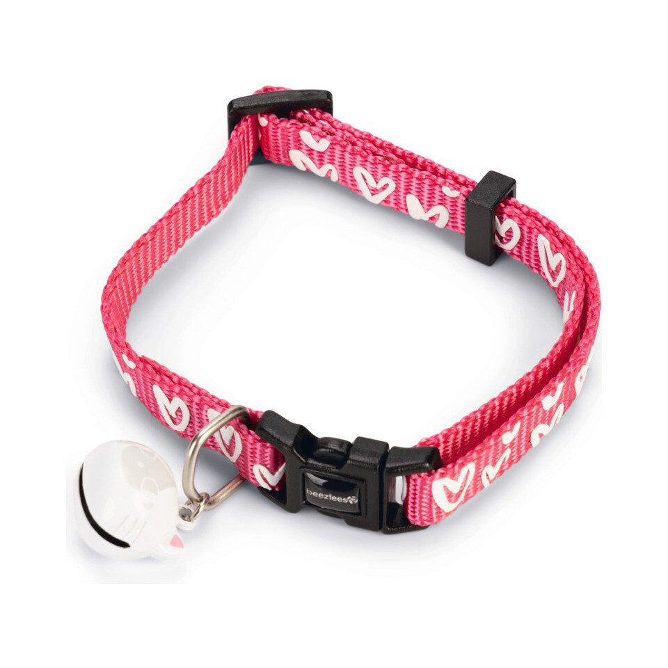 Beeztees Katzen-Halsband Katzenhalsband Herz Nylon rosa