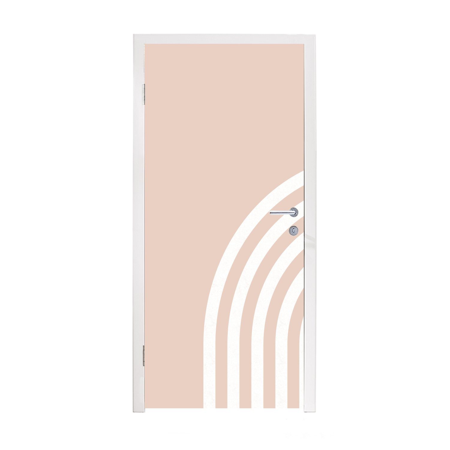 Weiß - St), Matt, Türaufkleber, (1 - Türtapete Fototapete cm für Rosa, bedruckt, 75x205 MuchoWow Tür, - Regenbogen - Kunst Abstrakt