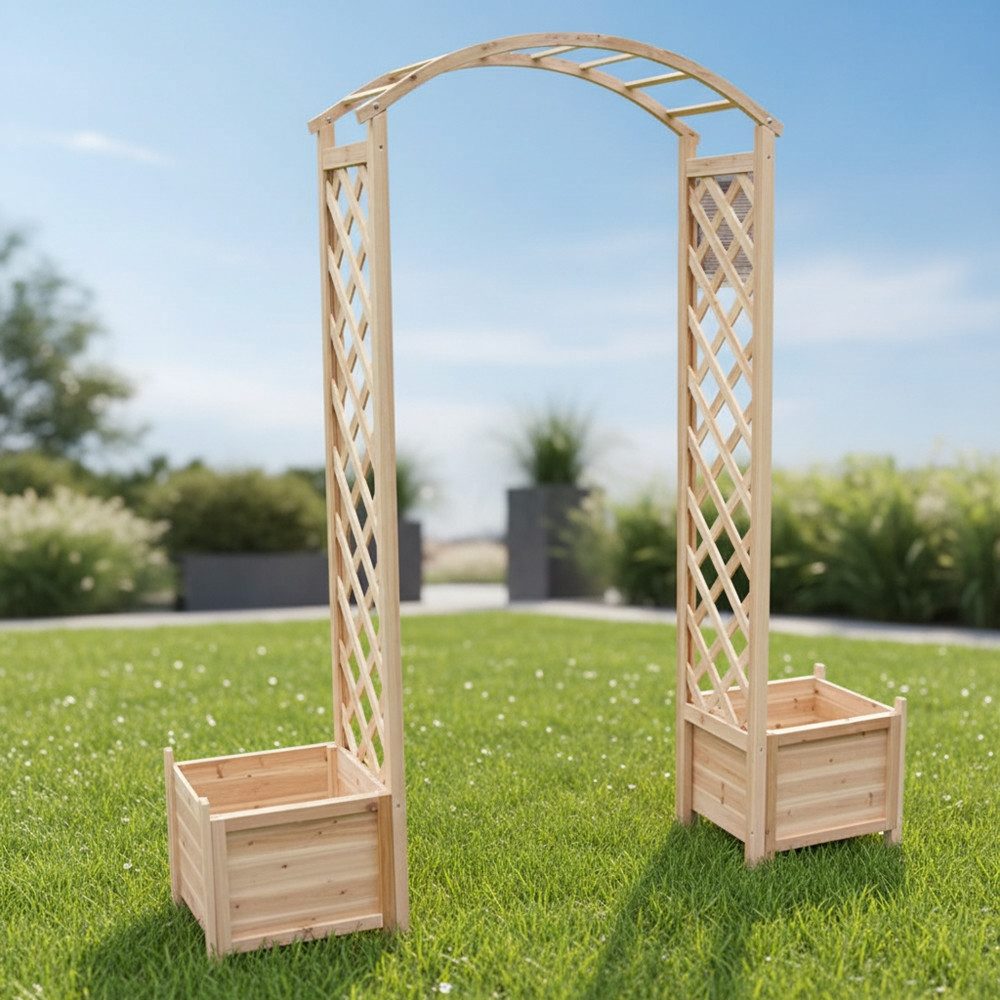 Mucola Rosenbogen Rosenbogen Rankhilfe Blumenkübel Torbogen Spalier Rankgitter Pergola Stück, Mit 2 Pflanzkästen