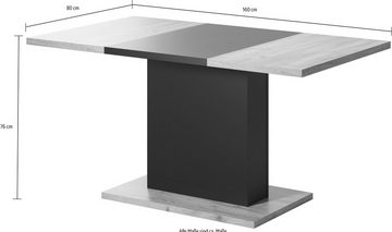 INOSIGN Esstisch Kriens, eckiger Esstisch mit Bodenplatte, Breite 160cm, Höhe 76cm, Tiefe 80cm