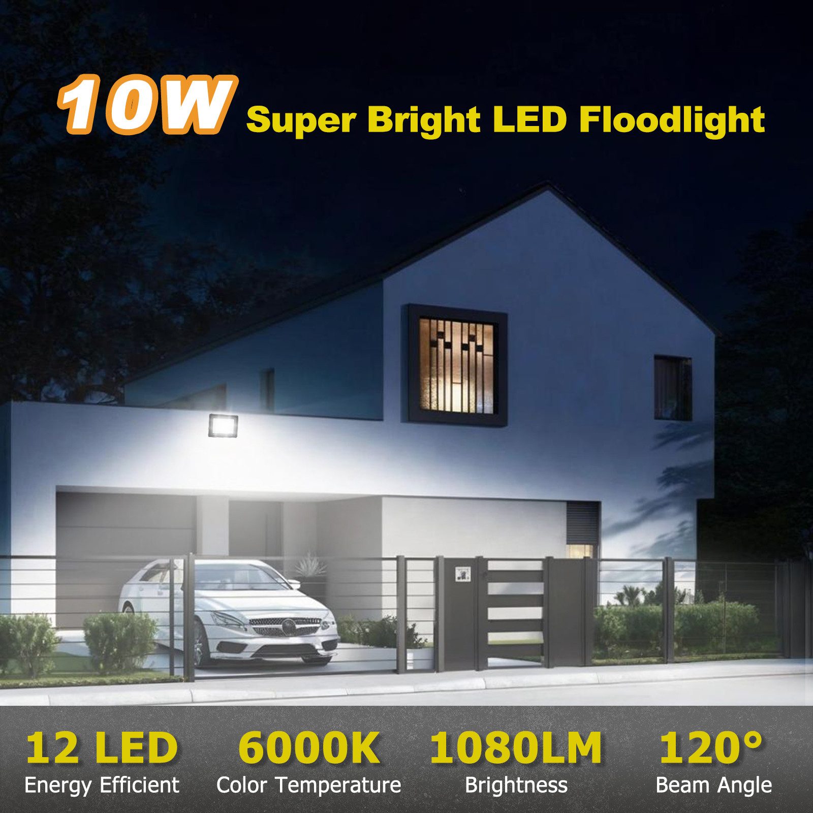 POPOLIC Flutlichtstrahler 2 st LED-Außenstrahler,Kaltlicht 6000K, IP66 wasserdicht, geeignet für Werkstätten, Garagen, Gärten und andere Orte. – Bild 2 von 5
