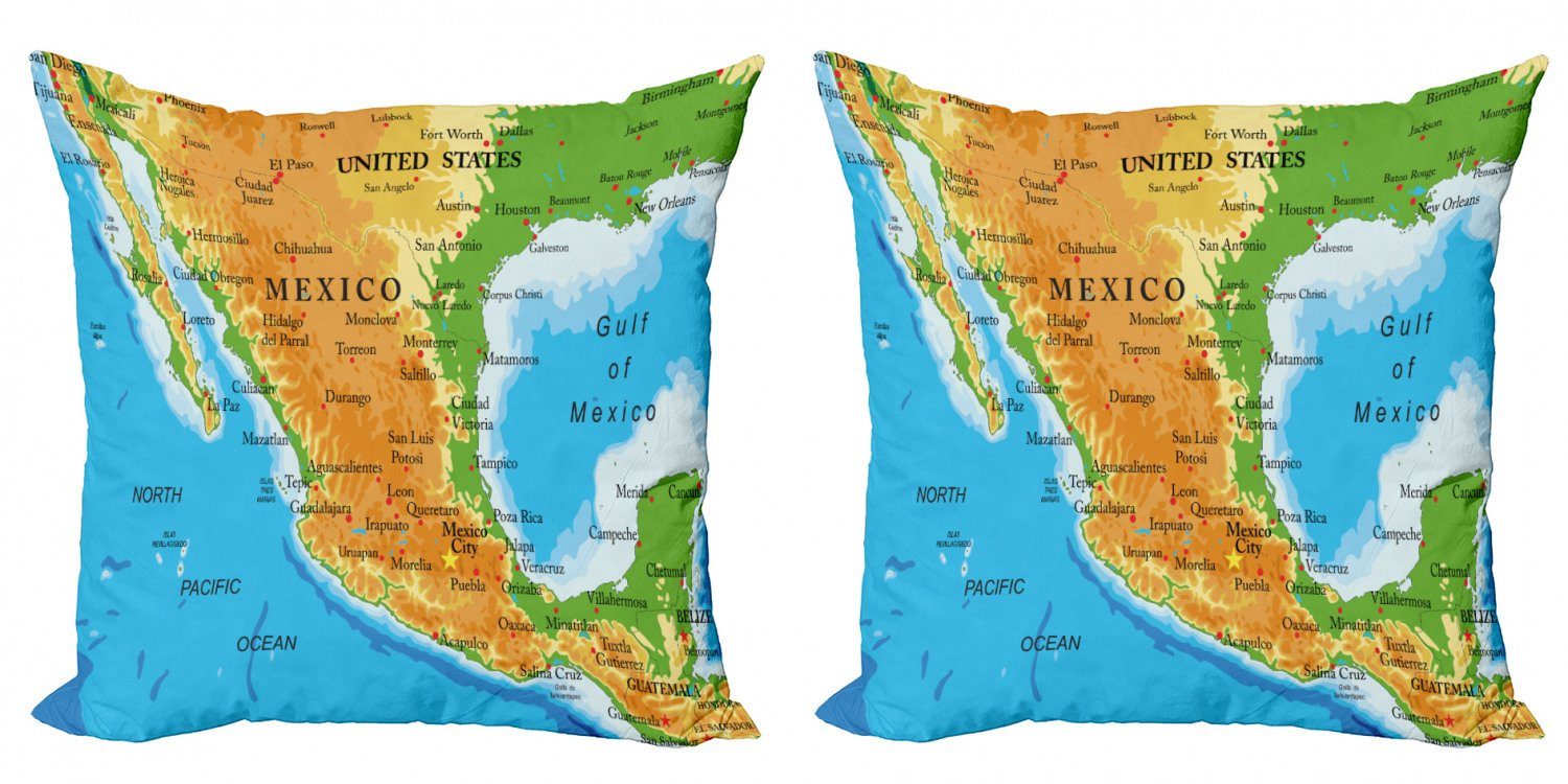 von Detaillierte Abakuhaus Digitaldruck, Kissenbezüge Accent Modern Doppelseitiger Stück), Oceans Cacun Karte Mexiko (2