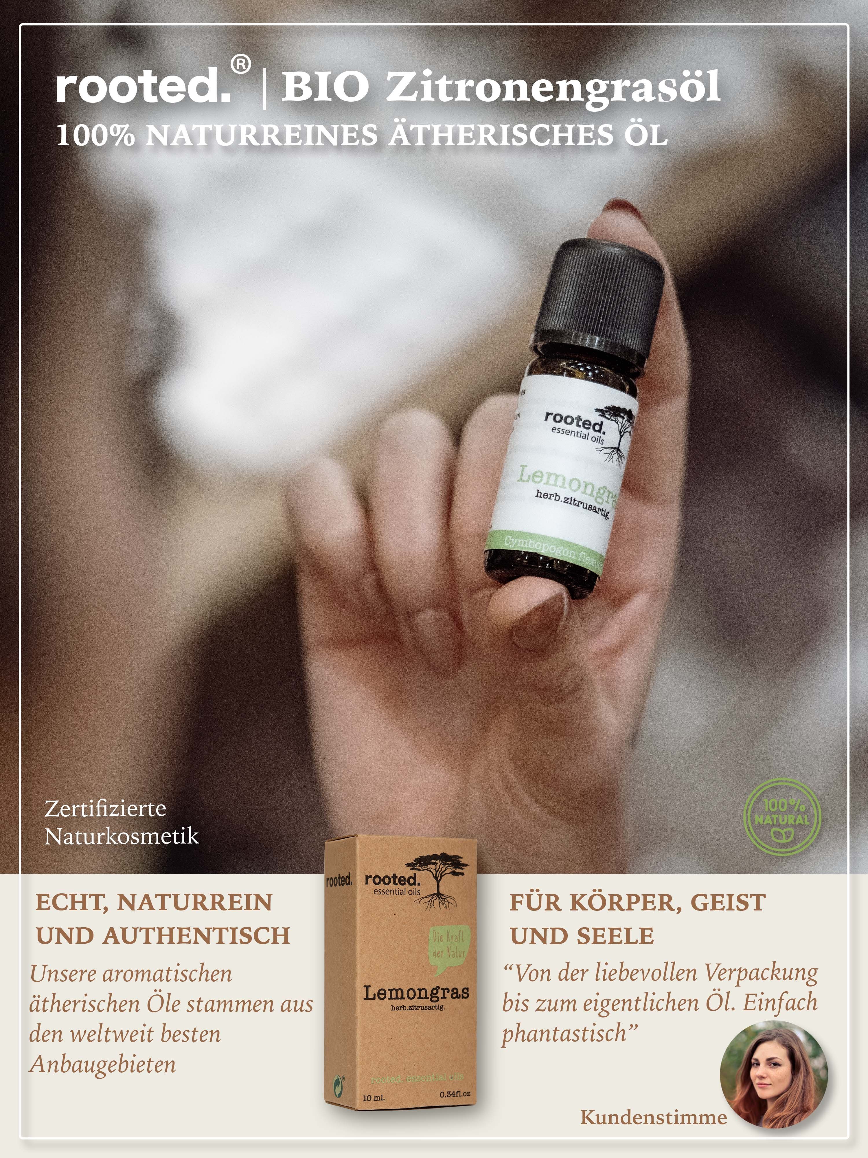 rooted. rooted.®, ätherisches 10ml flexuosus Körperöl Zitronengrasöl, Cymbopogon