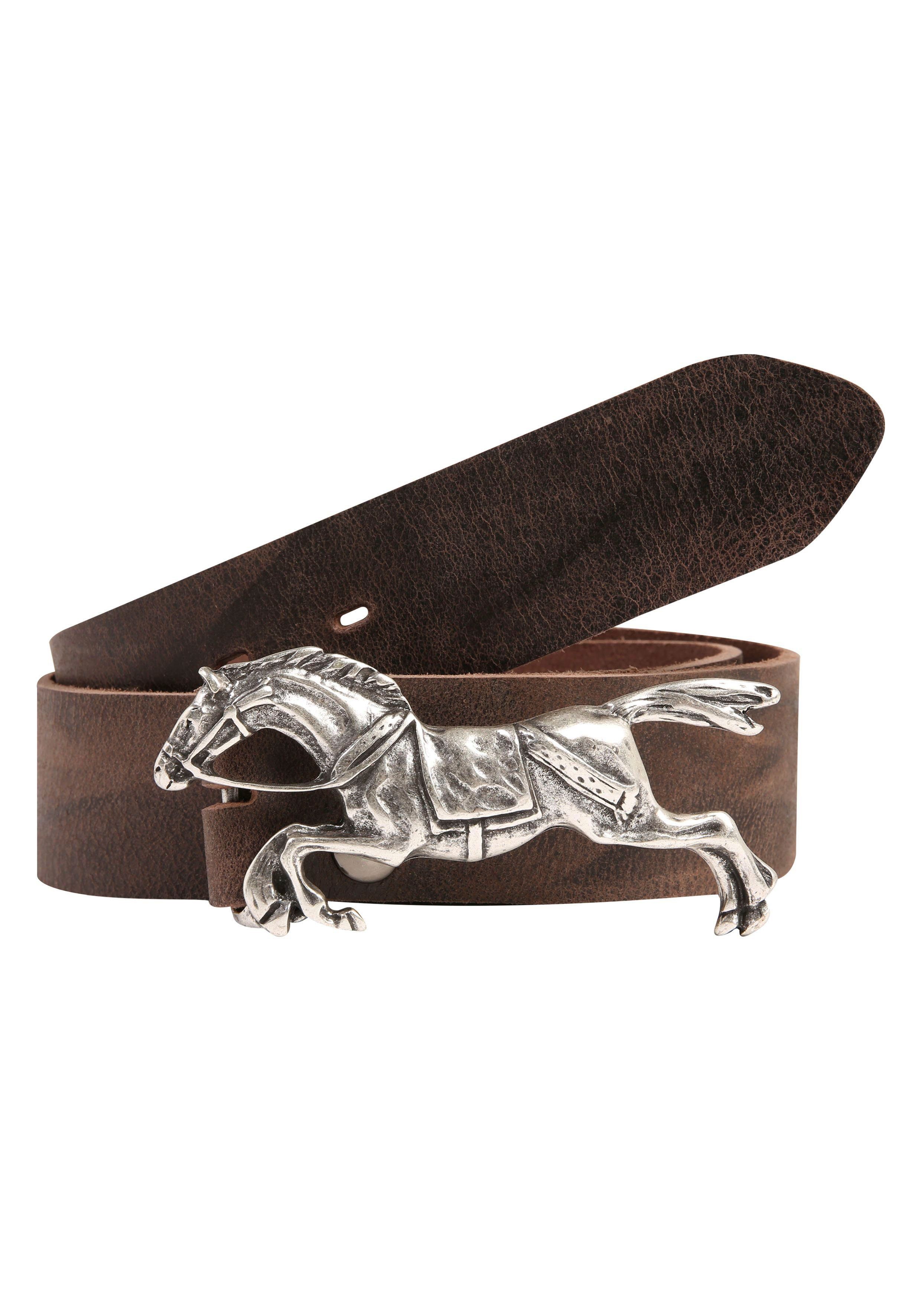 Rettungsring Gürtel Ledergürtel mit Pferde-Koppelschließe