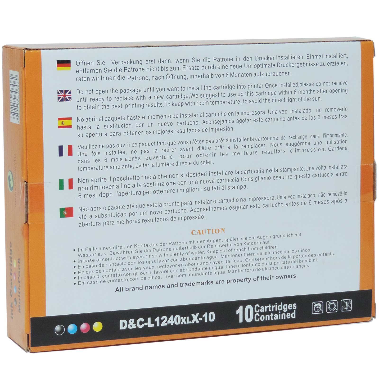 Kompatibel Brother LC-1240 XL Multipack 10-Farben (4x Schwarz, 2x Tintenpatrone (Spar-Set, DW)