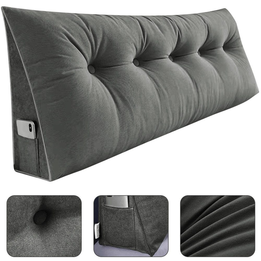 Rückenkissen Dreieckiges Lesekissen, Keilkissen mit Seitenfach