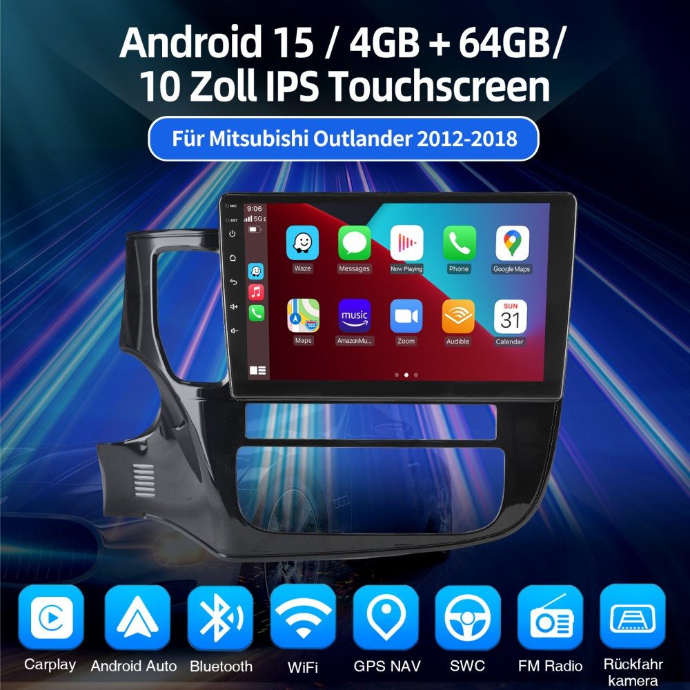 ESSGOO Für Mitsubishi Outlander 2012-2018 Android 15 Autoradio Autoradio (RDS, Digitalradio (DAB), FM, AM, NAVI RDS SWC WIFI EQ)