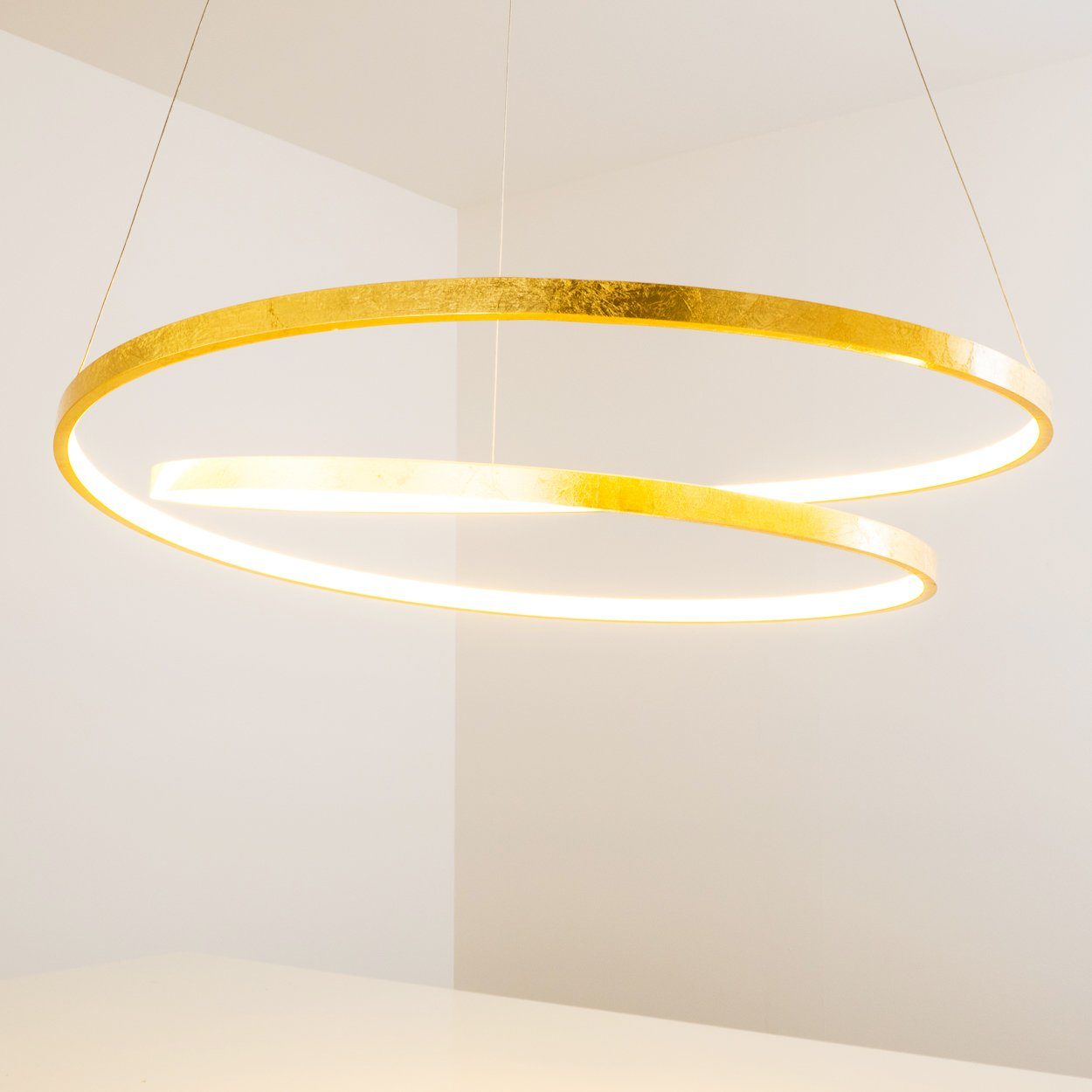 Pendelleuchte Schlaf LED Zimmer hofstein Ess Hänge Wohn Spirale Pendelleuchte goldfarben