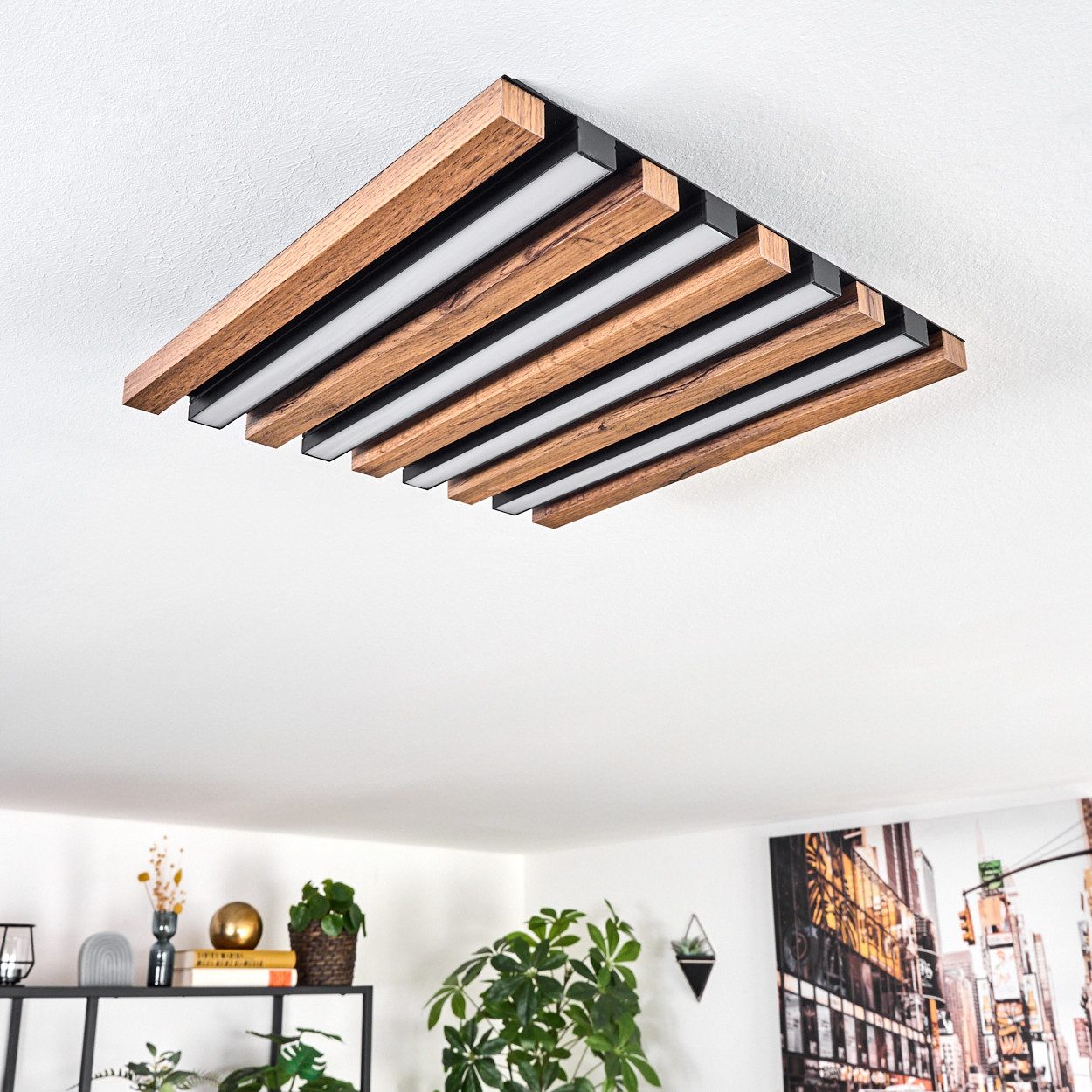 hofstein Deckenleuchte Deckenpanel aus Metall/MDF/Kunststoff in günstig online kaufen