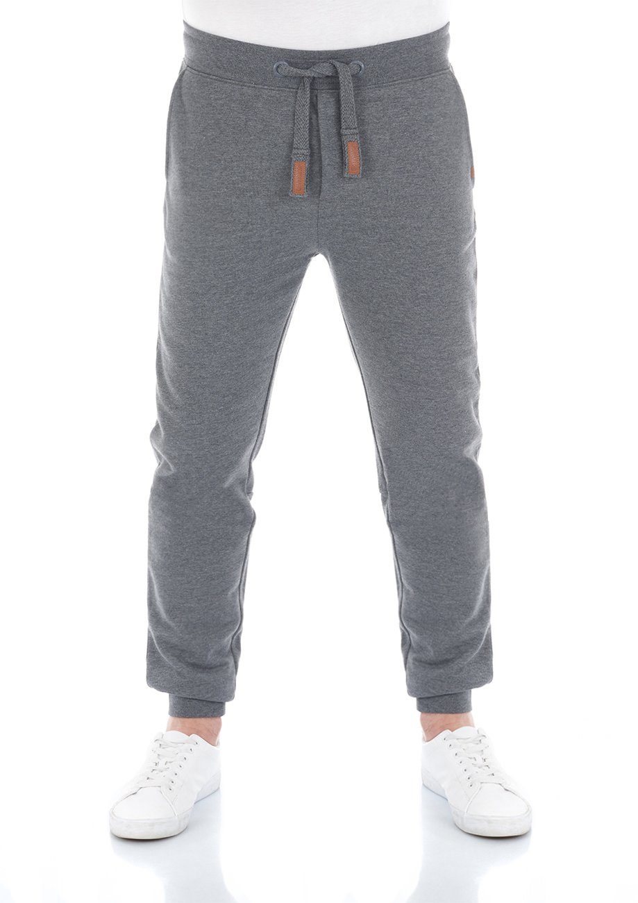 riverso Sweathose Herren Jogginghose RIVSven Slim Fit Trainingshose aus pflegeleichter Baumwollmischung Grey Melange (23300)