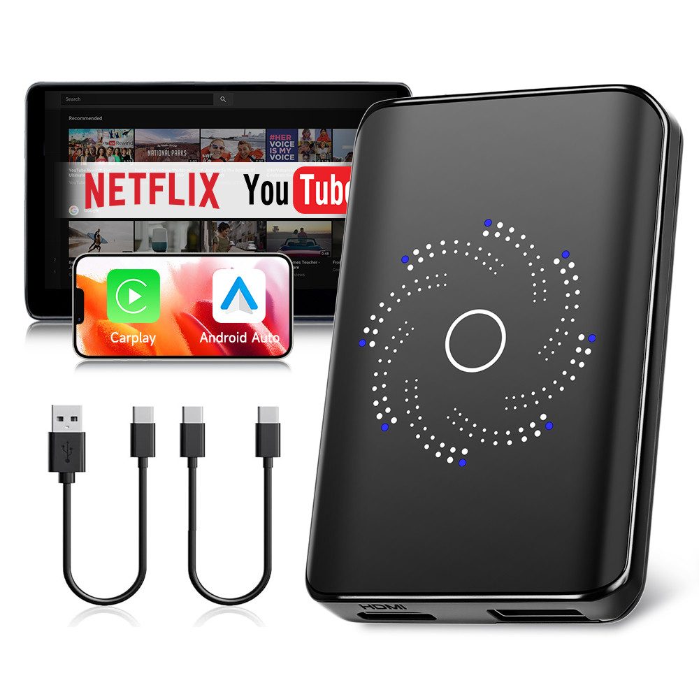 CarPlay AI Box Android 12.0 4GB+32GB Wireless Auto YouTube & CarPlay Adapter