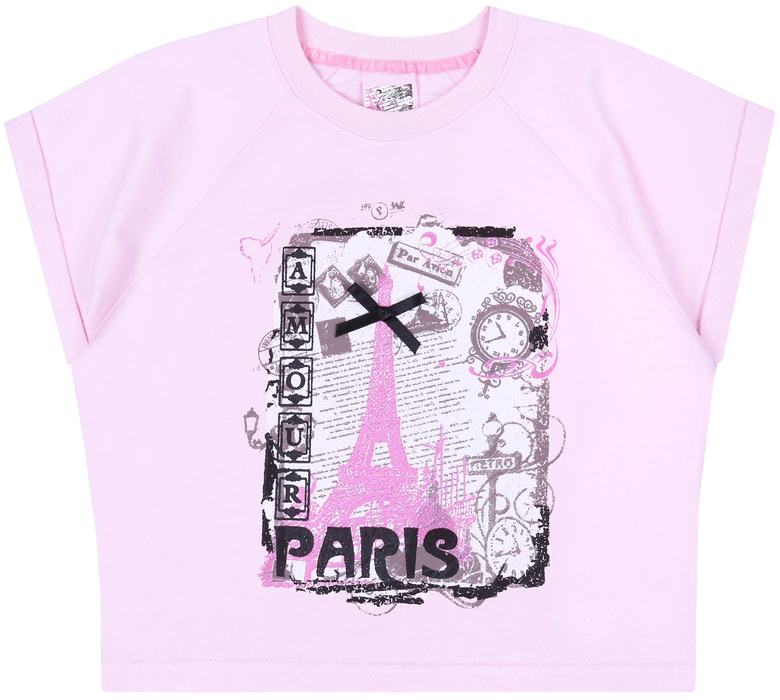 Kurzarmbluse Pinkes T-Shirt mit kurzen Ärmeln PARIS 4-5 Jahre