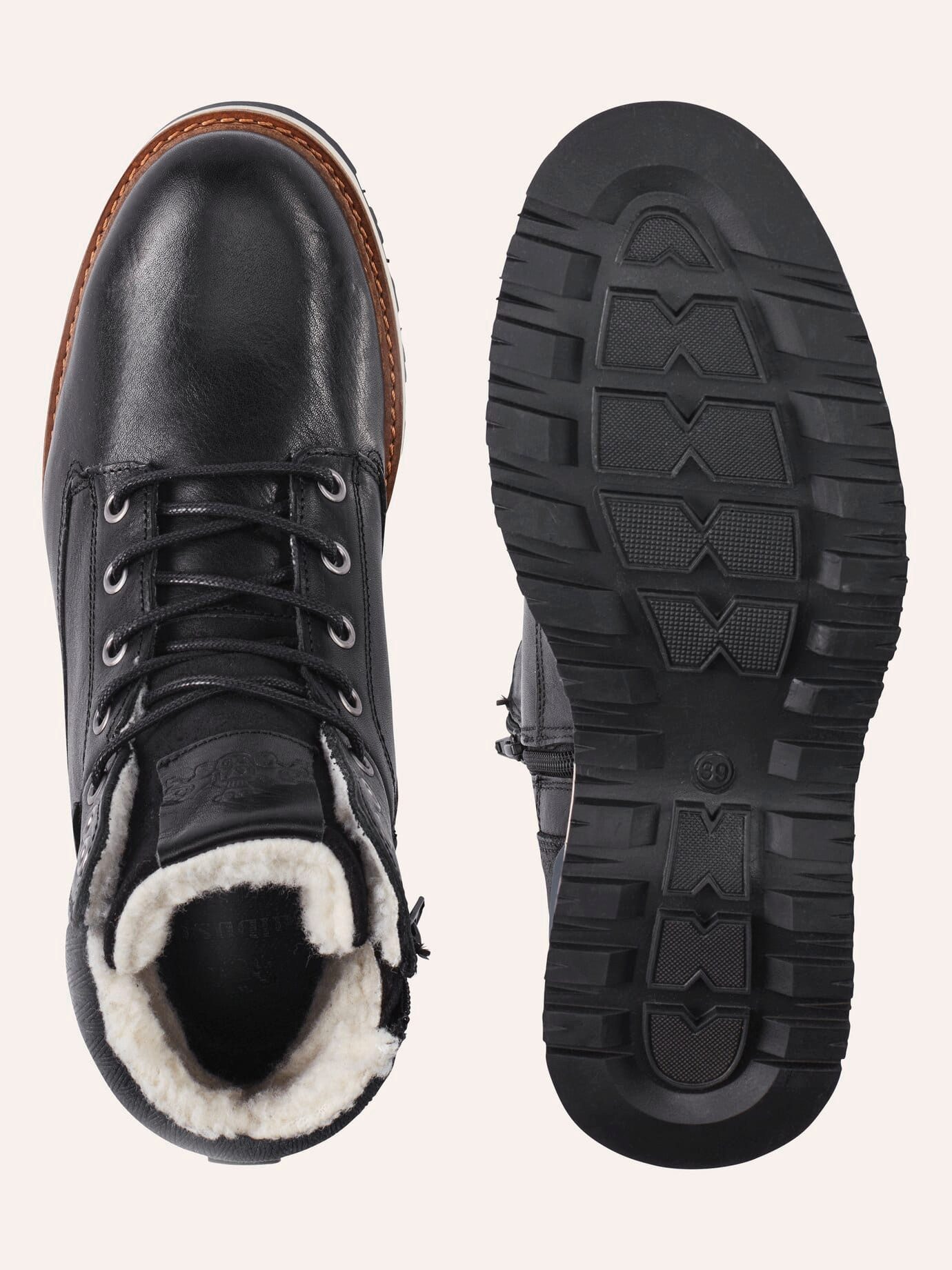 Walbusch Herren Thermo Stiefel Rindleder warm gefüttert Profilsohle Weite G Stiefel Seitlicher Reißverschluss, herausnehmbare Decksohle, rutschfest