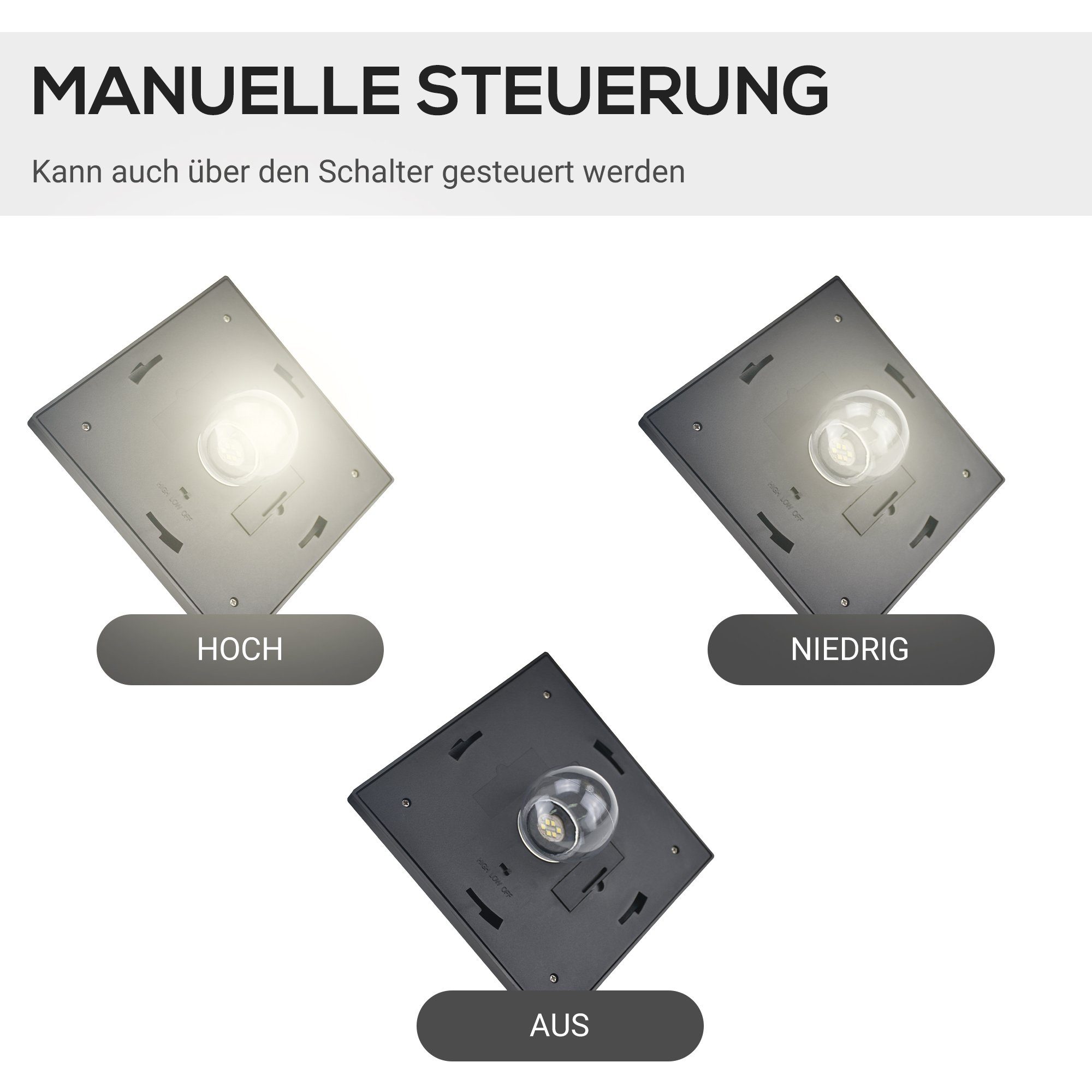 Outsunny Außen-Stehlampe Wegleuchte mit LED 120 Lumen, automatischer Lichtsensor, LED, Kaltweiß, Schwarz 51,5 x 47 x 182,5 cm – Bild 5 von 5
