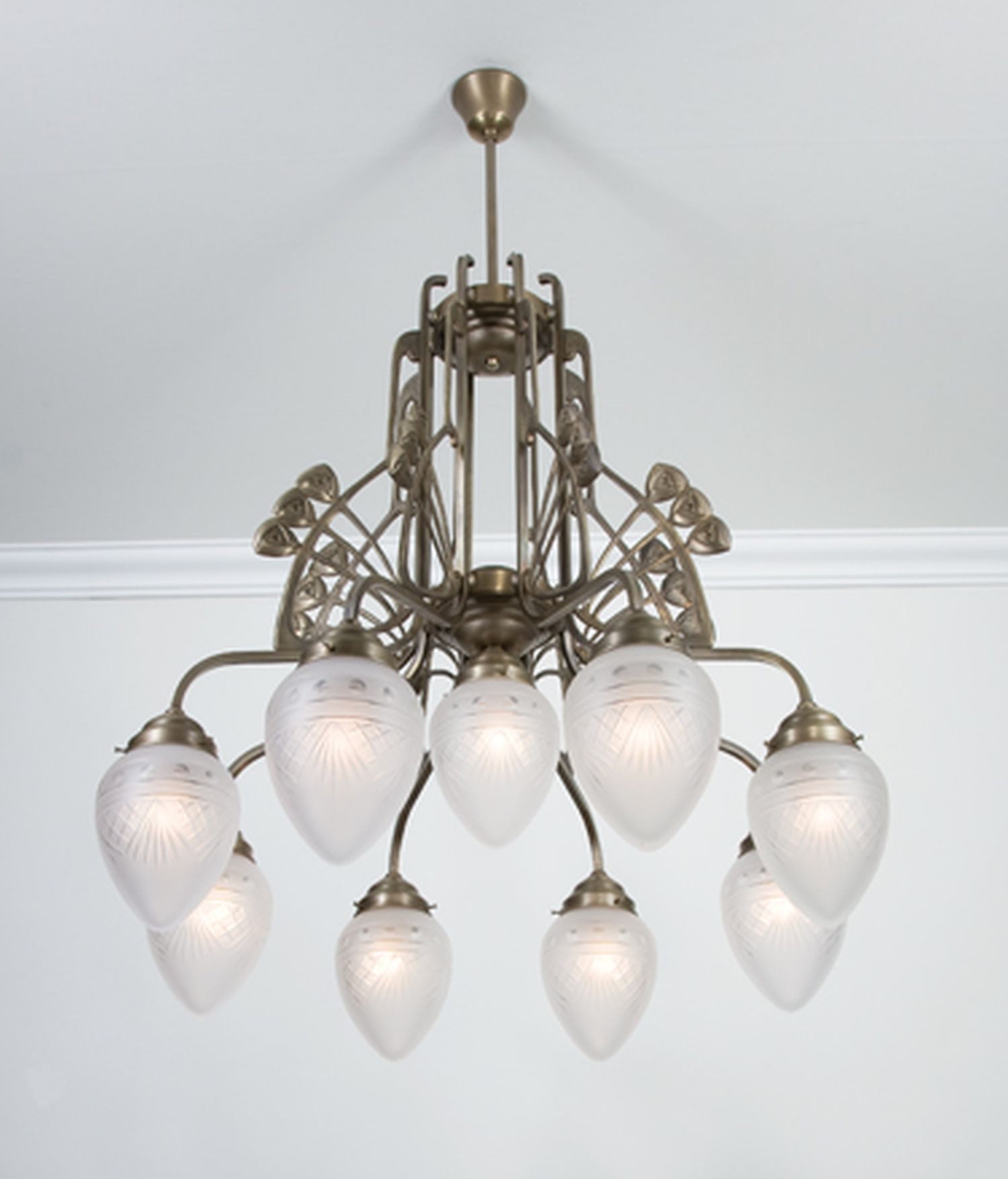 Licht-Erlebnisse Pendelleuchte D288, ohne Leuchtmittel, Glas Echt-Messing H: max. 137 cm in Berliner Messing Weiß matt E27