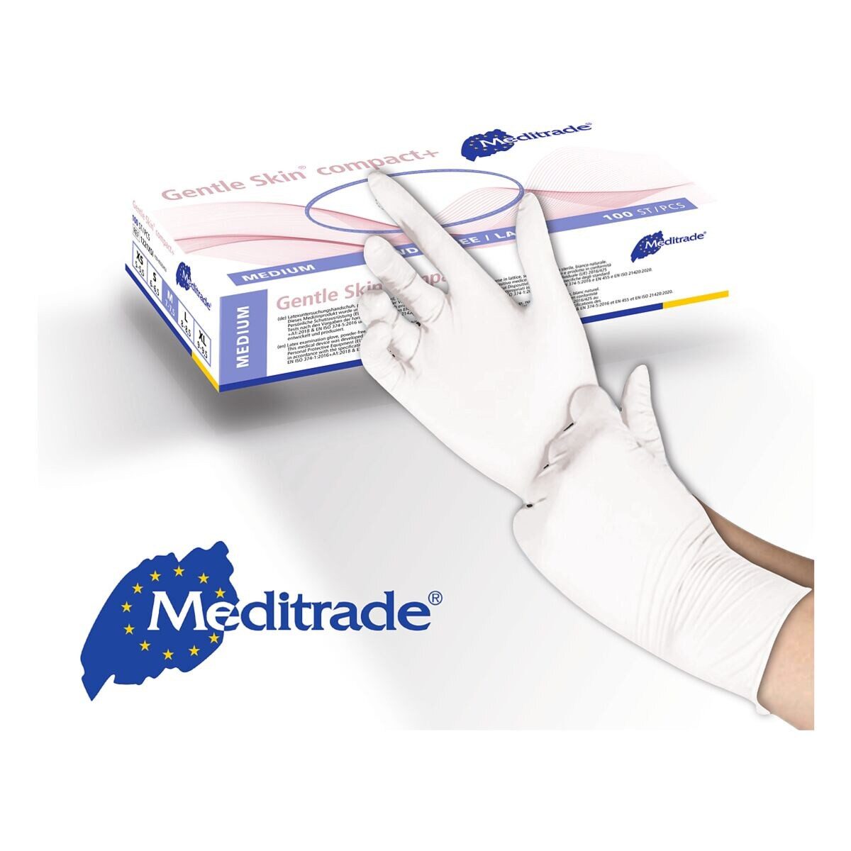 MediTrade Einweghandschuhe Gentle Skin® compact+ (100-St) beidhändig passend / mit Rollrand / puderfrei