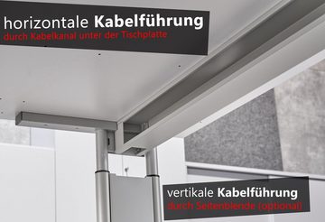 bümö Schreibtisch Serie-Z - Arbeitshöhe: höhenverstellbar, Rechteck: 160 x 80 cm - Dekor: Asteiche - Gestell: Graphit