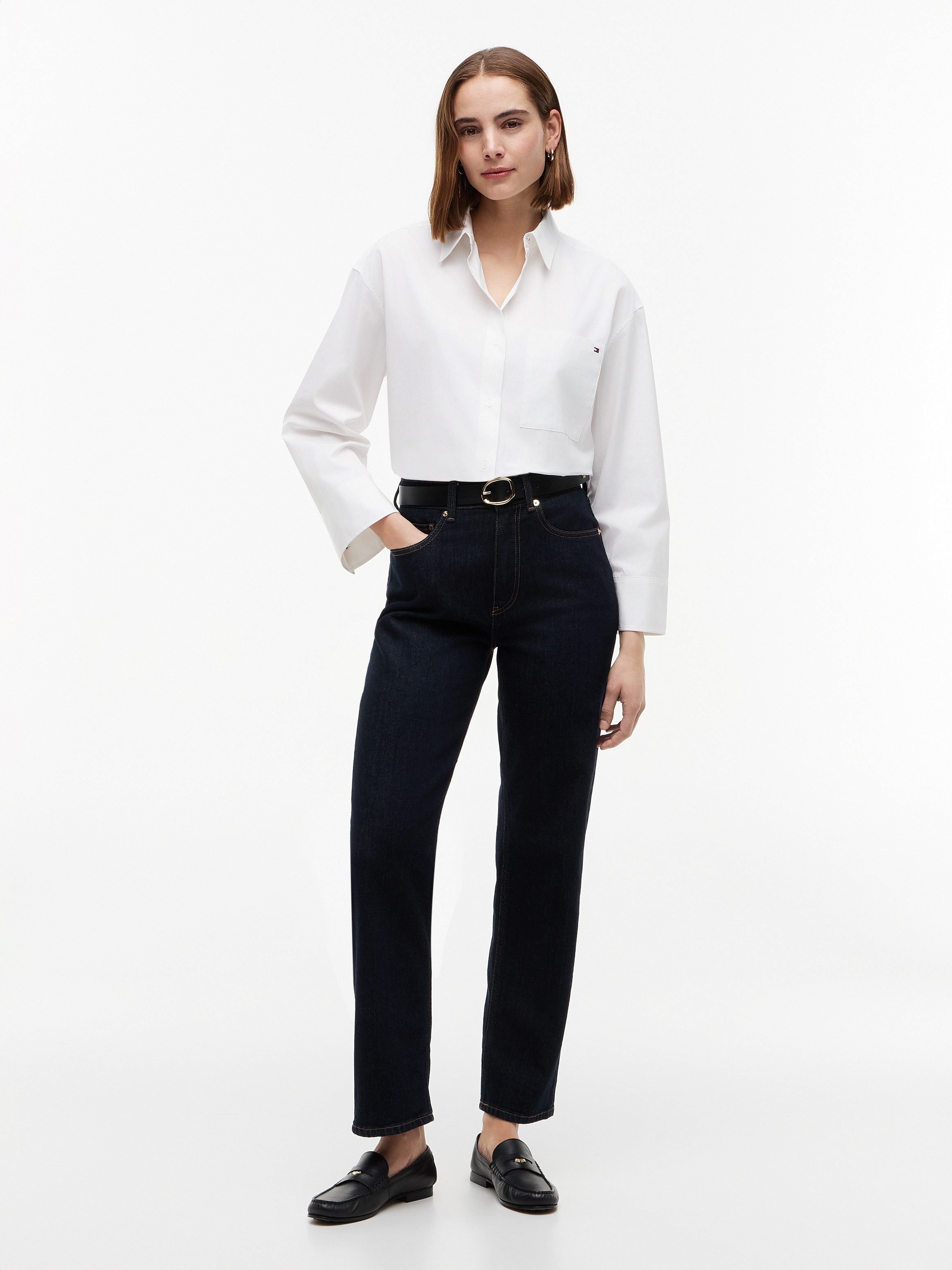 Tommy Hilfiger Hemdbluse MODERN REG POPLIN LS SHIRT Baumwolle, Brusttasche, regular fit – Bild 4 von 5