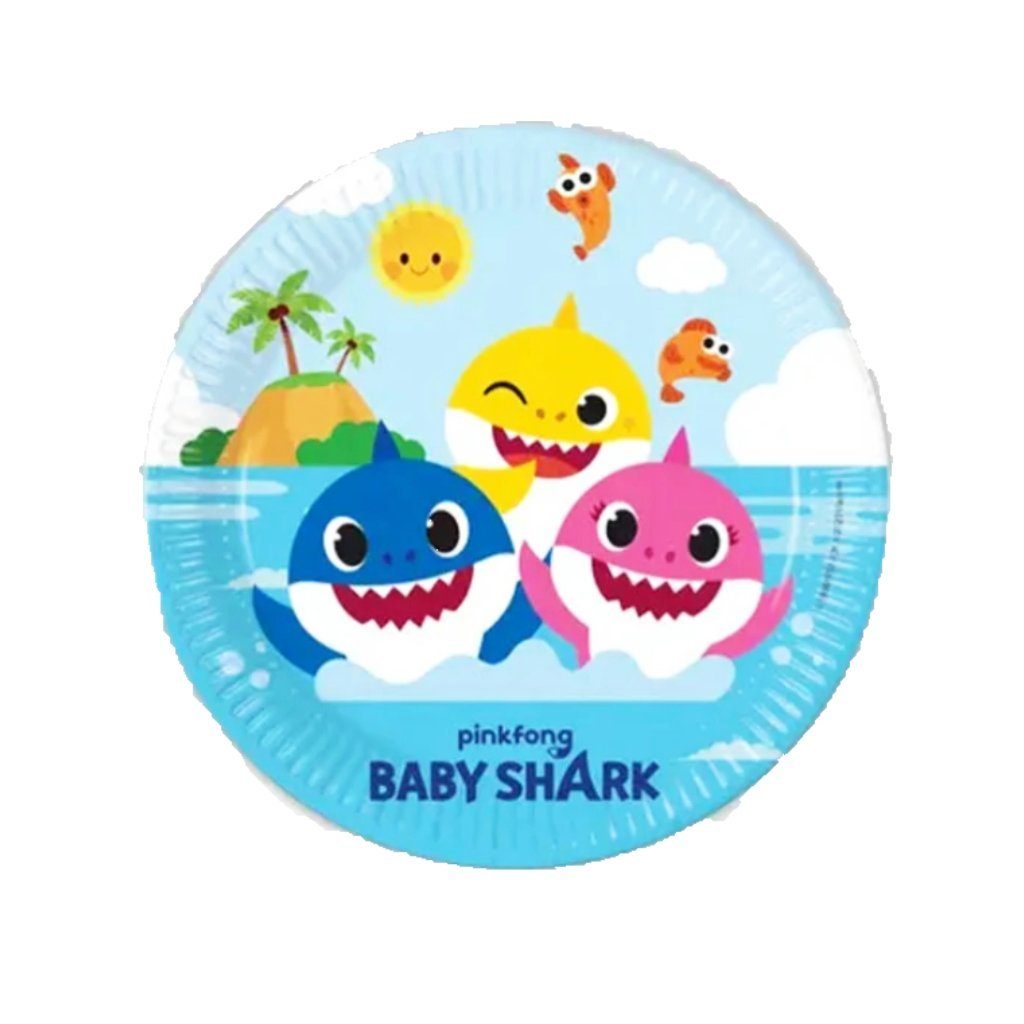 Partyset Einweggeschirr-Set Deko 8 Personen Shark Set (36-tlg), Baby 36tlg. Geburtstag Baby Shark
